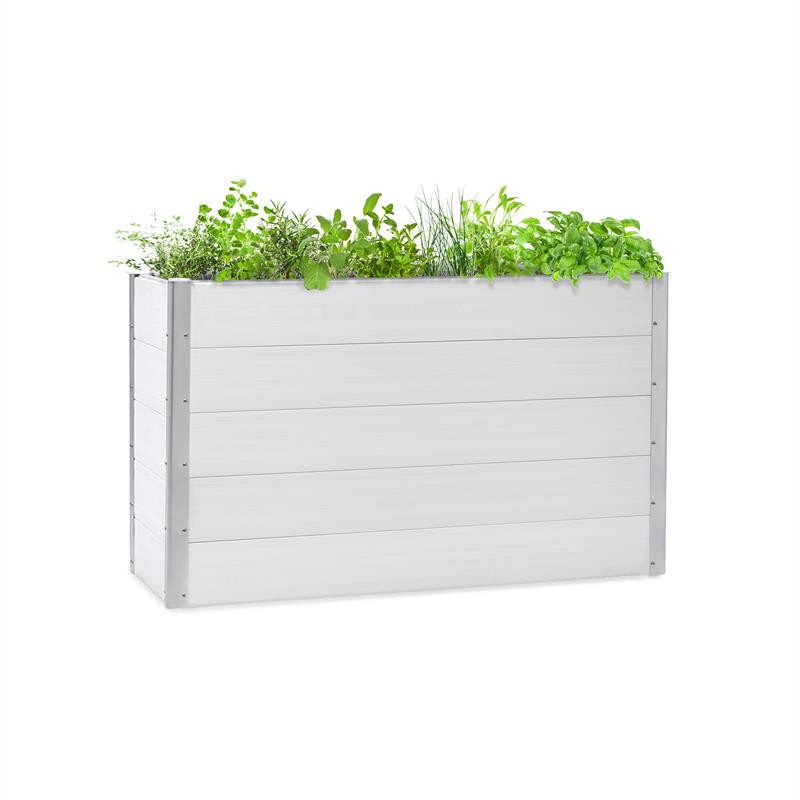 Blumfeldt Nova Grow, záhradný záhon, 150 x 91 x 50 cm, WPC, drevený vzhľad, biely