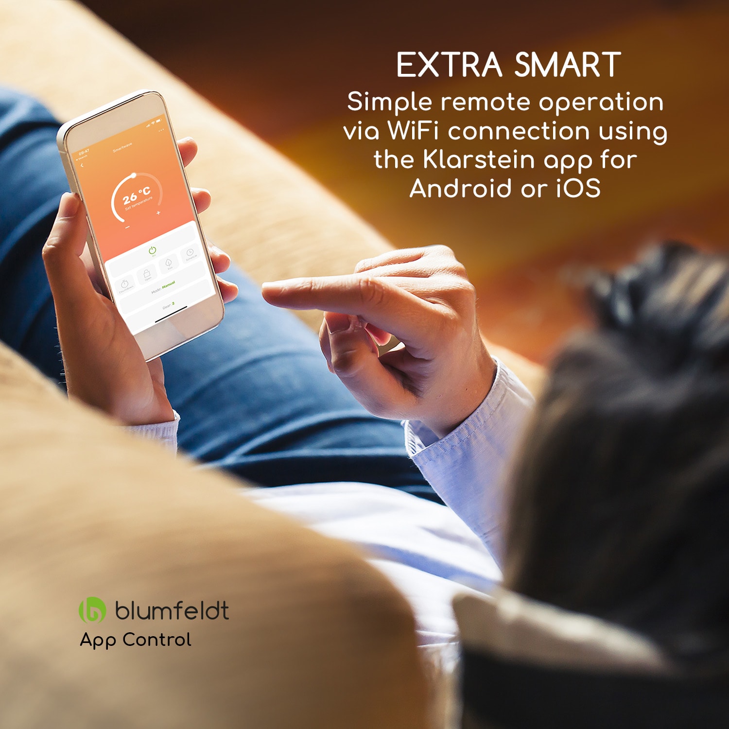 Blumfeldt Smartwave, infračervený ohrievač, 2400 W, WiFi, ovládanie cez aplikáciu, čierny – Obrázok 2