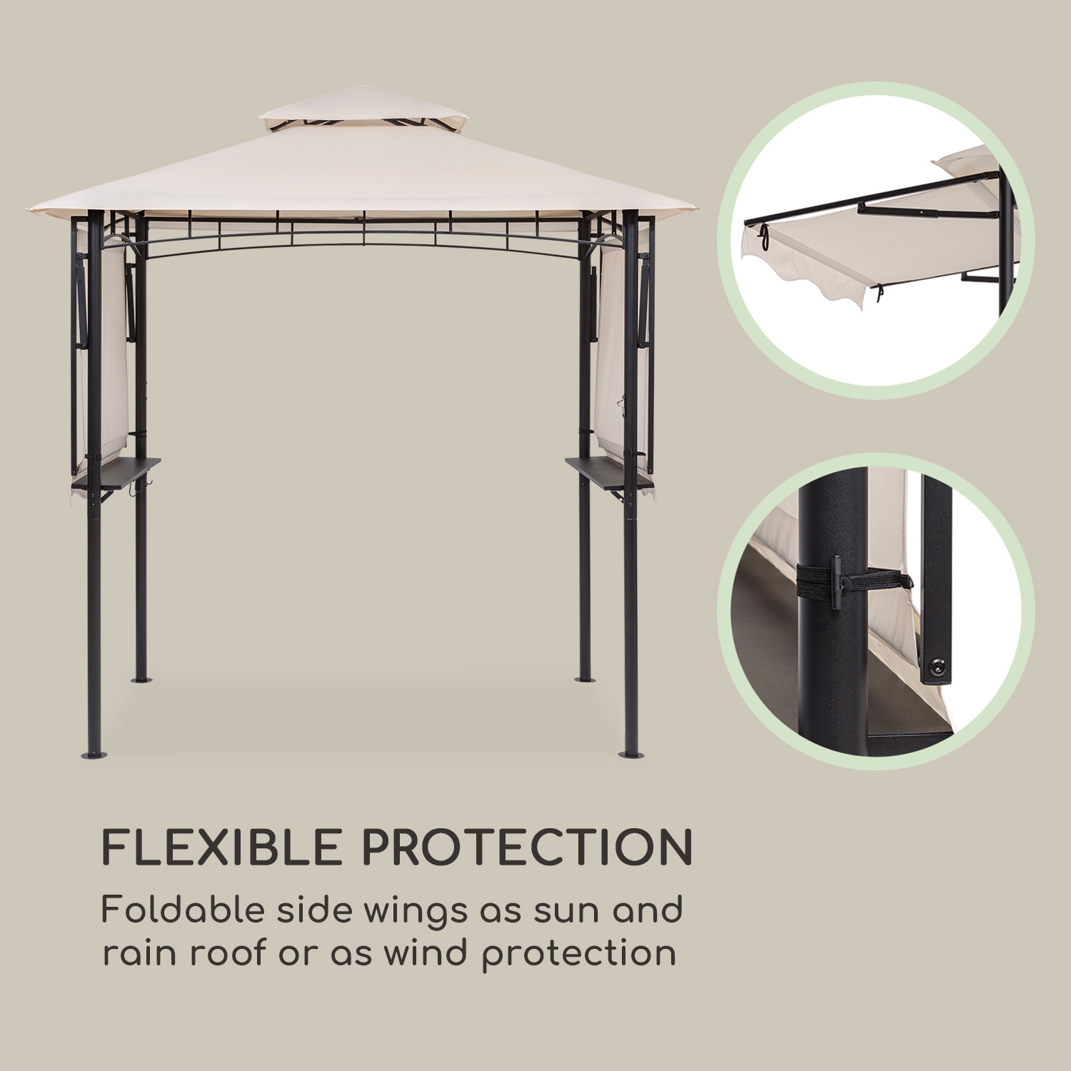 Blumfeldt Steakhouse Wings, altánok, 244 x 260 x 152 cm, 160 g/m², polyester, oceľ, béžový – Obrázok 3