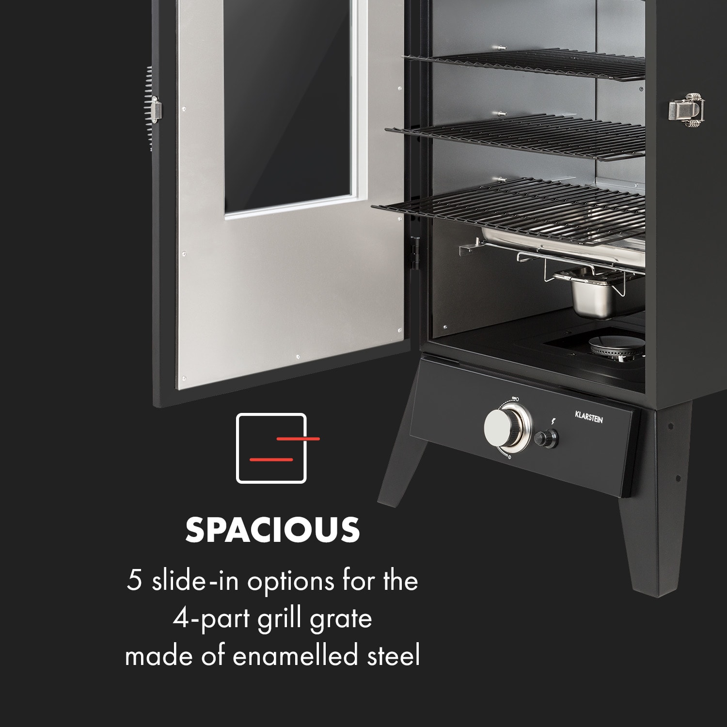 Klarstein Pasadena, plynový gril s udiarňou, 2,5 kW, 180°C – Obrázok 5