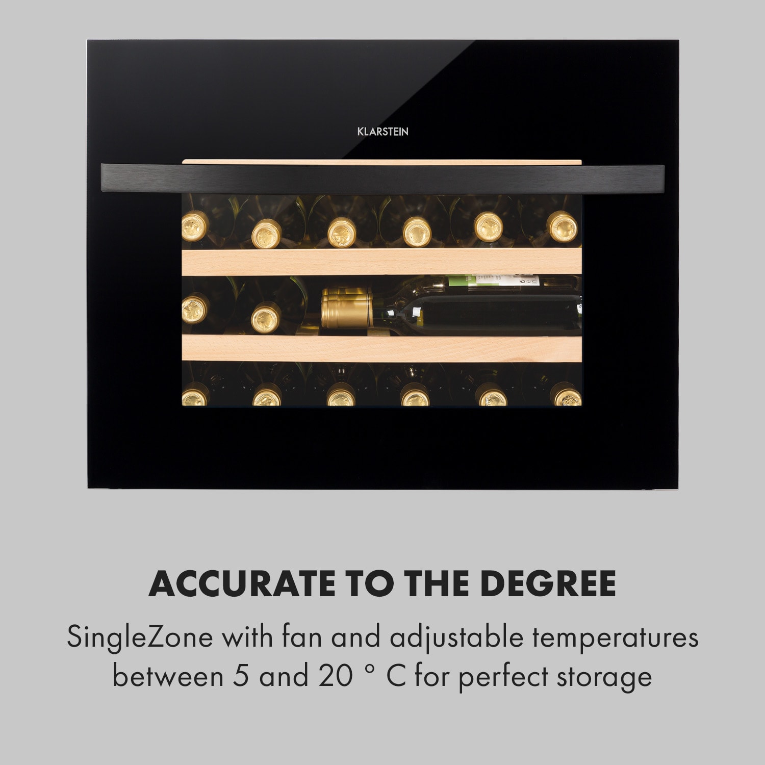 Klarstein Vinsider 24 Built-In Uno, vinotéka, 24 fliaš, energet. trieda G, 1 zóna – Obrázok 4