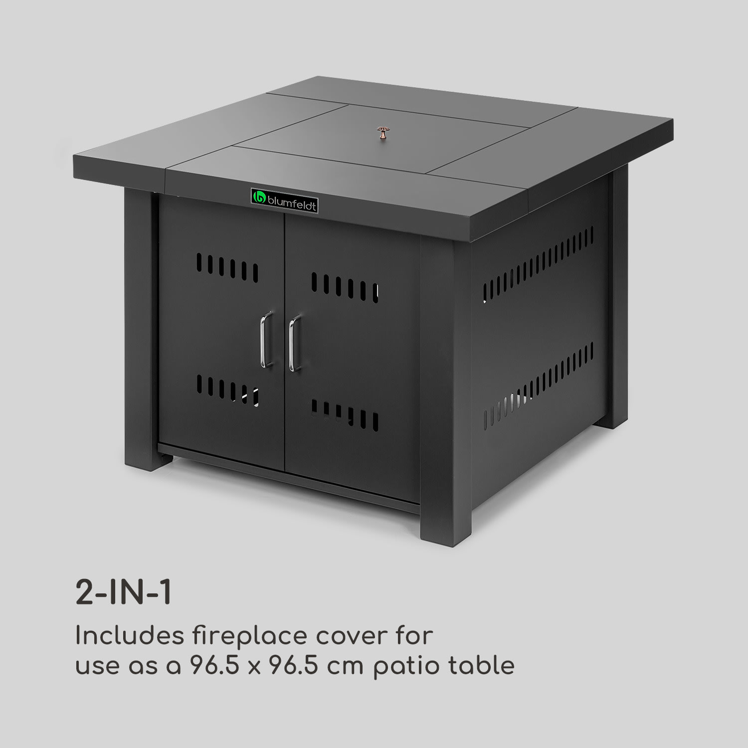 Blumfeldt Sorrento, plynový ohrievač a stôl 2 v 1, 13 kW, elektrické zapaľovanie, sklenené kamene, oceľ – Obrázok 4