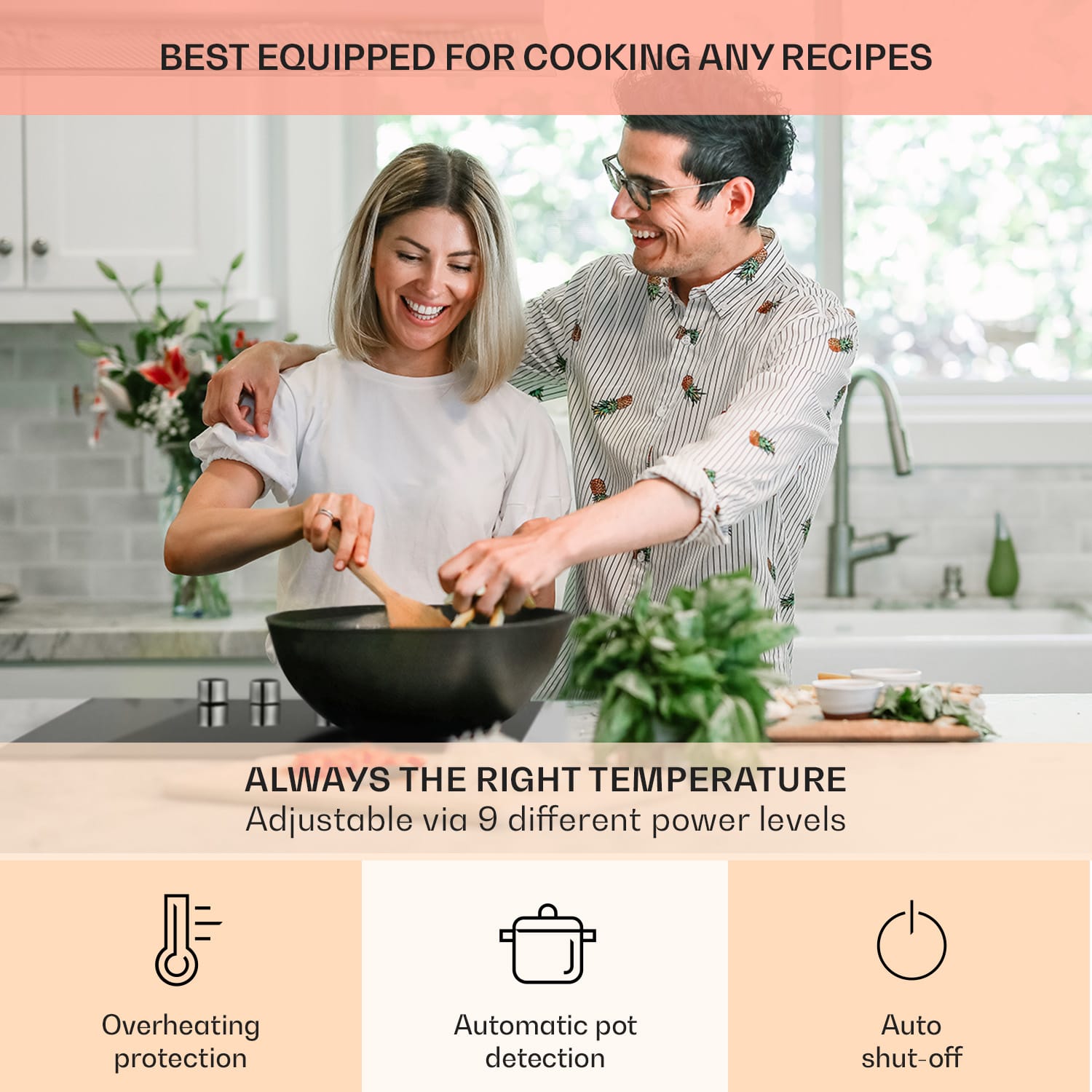 Klarstein Kochheld, indukčná varná doska, 6000 W, 4 zóny, otočné regulátory, sklo, čierna – Obrázok 5