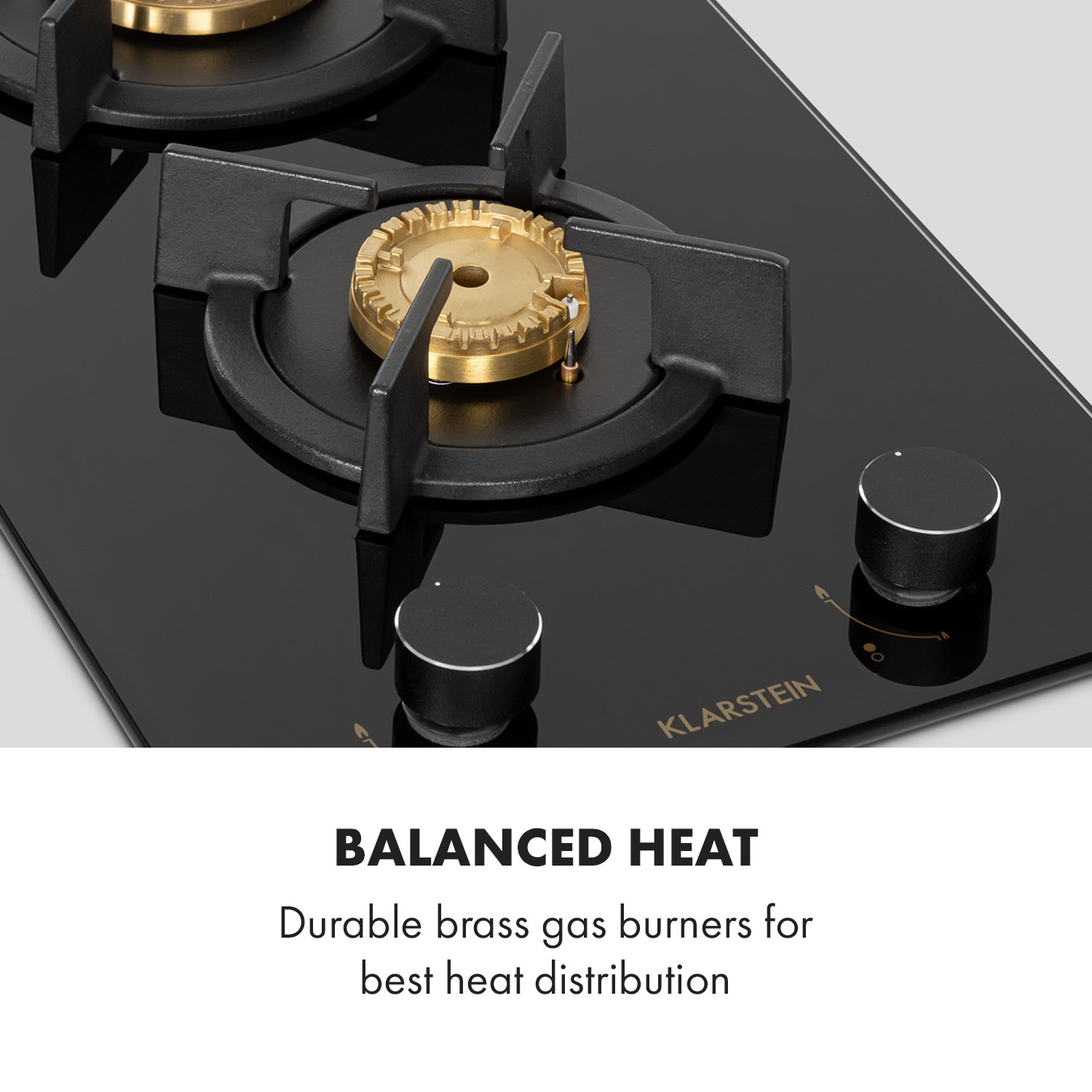 Klarstein Goldflame Domino, plynová varná doska, 2 mosadzné horáky, sklokeramika – Obrázok 3