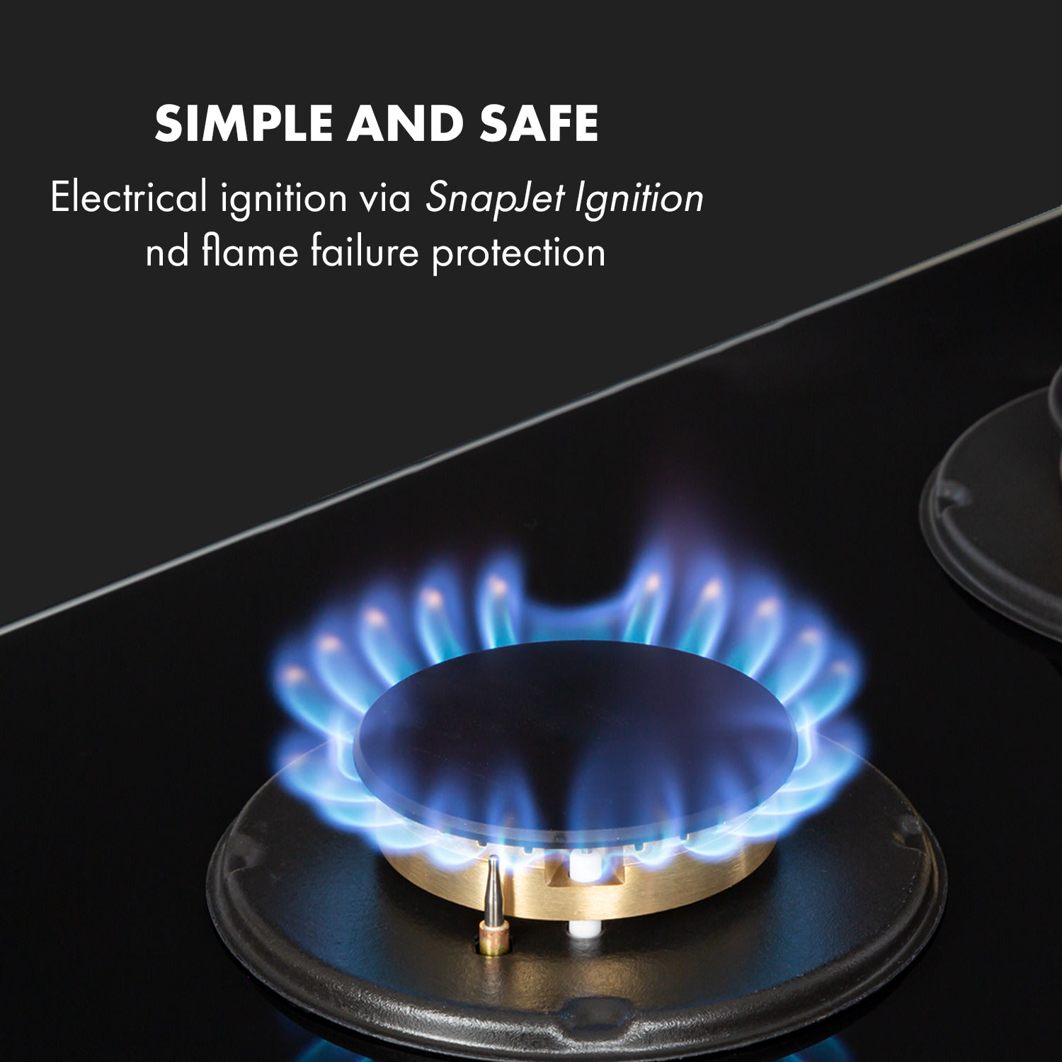 Klarstein Goldflame Domino, plynová varná doska, 2 mosadzné horáky, sklokeramika – Obrázok 5