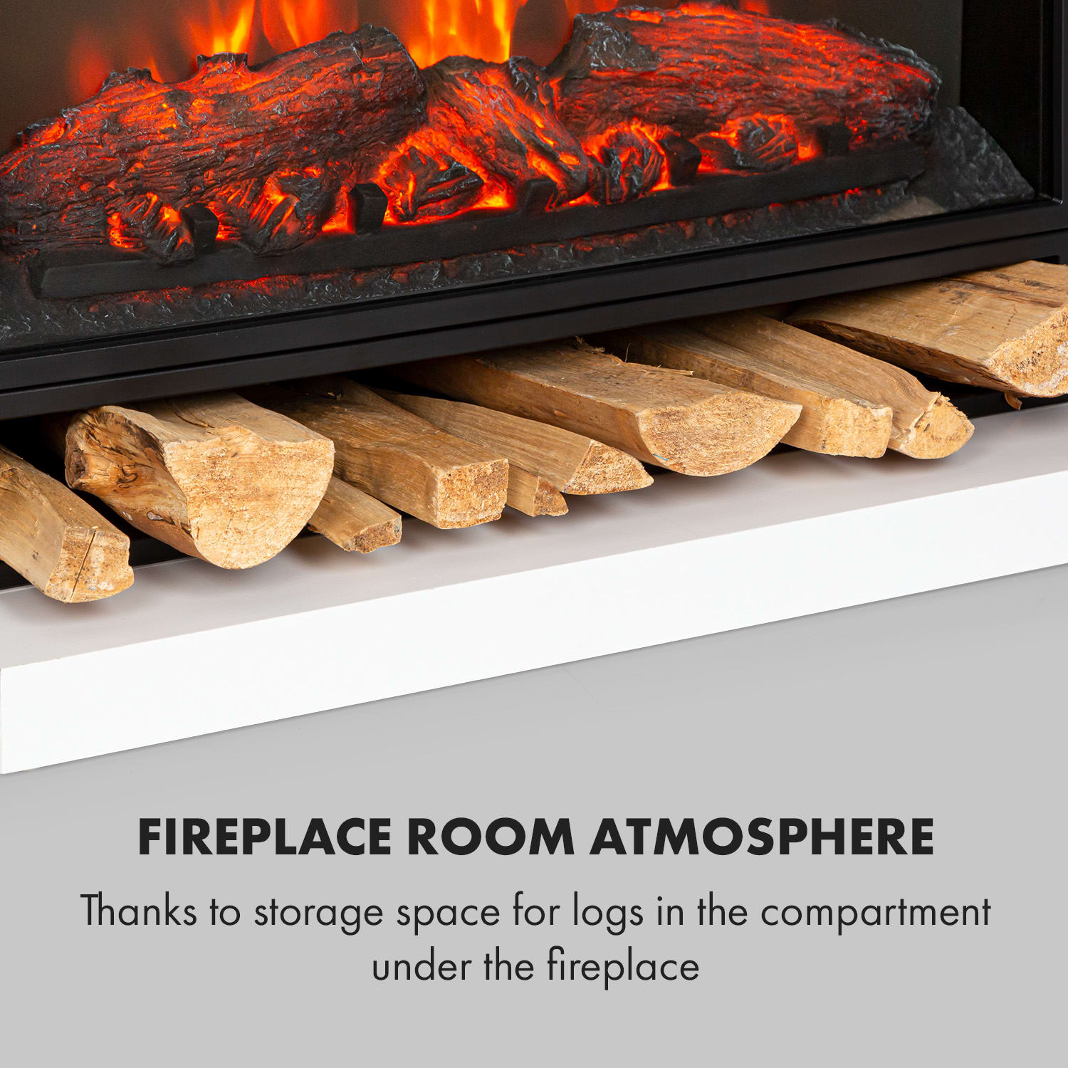 Klarstein Vulsini Nightfall, elektrický krb, 1900 W, LED technológia, diaľkové ovládanie, sivý – Obrázok 5