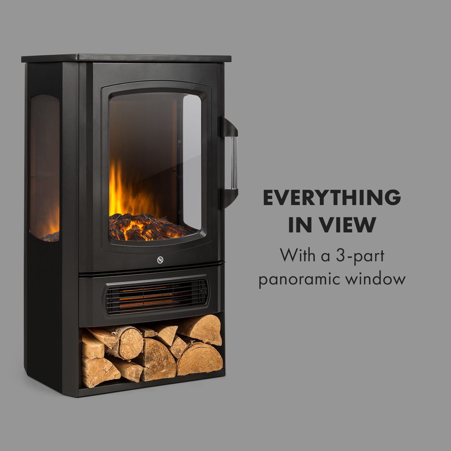Klarstein Bormio Panorama, elektrický krb, 1000/2000 W, termostat, čierny – Obrázok 3