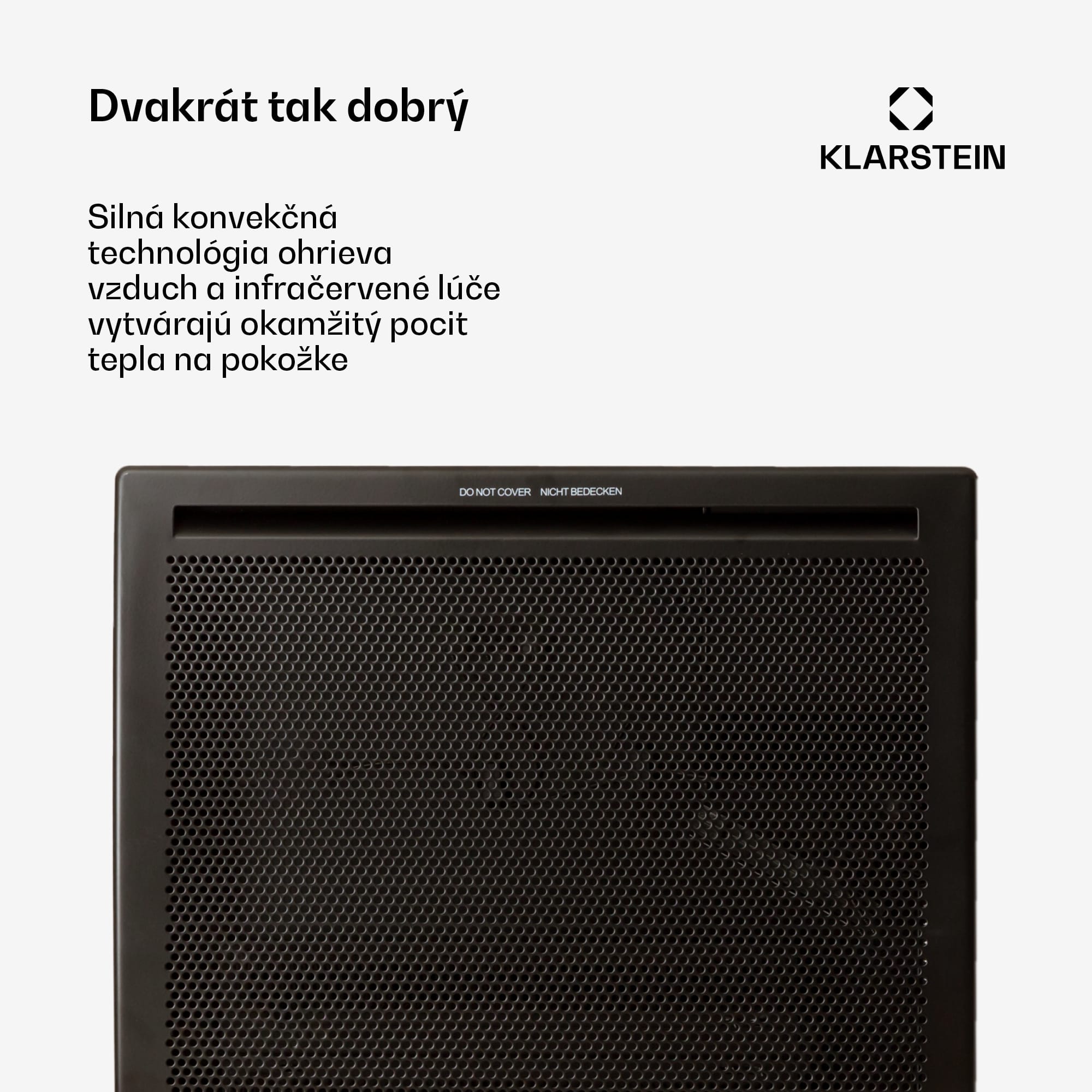 Klarstein Hot Spot Slimcurve Double Wave, konvektor, ohrievač 2 v 1, 1000 W, týždenný časovač, čierny – Obrázok 2