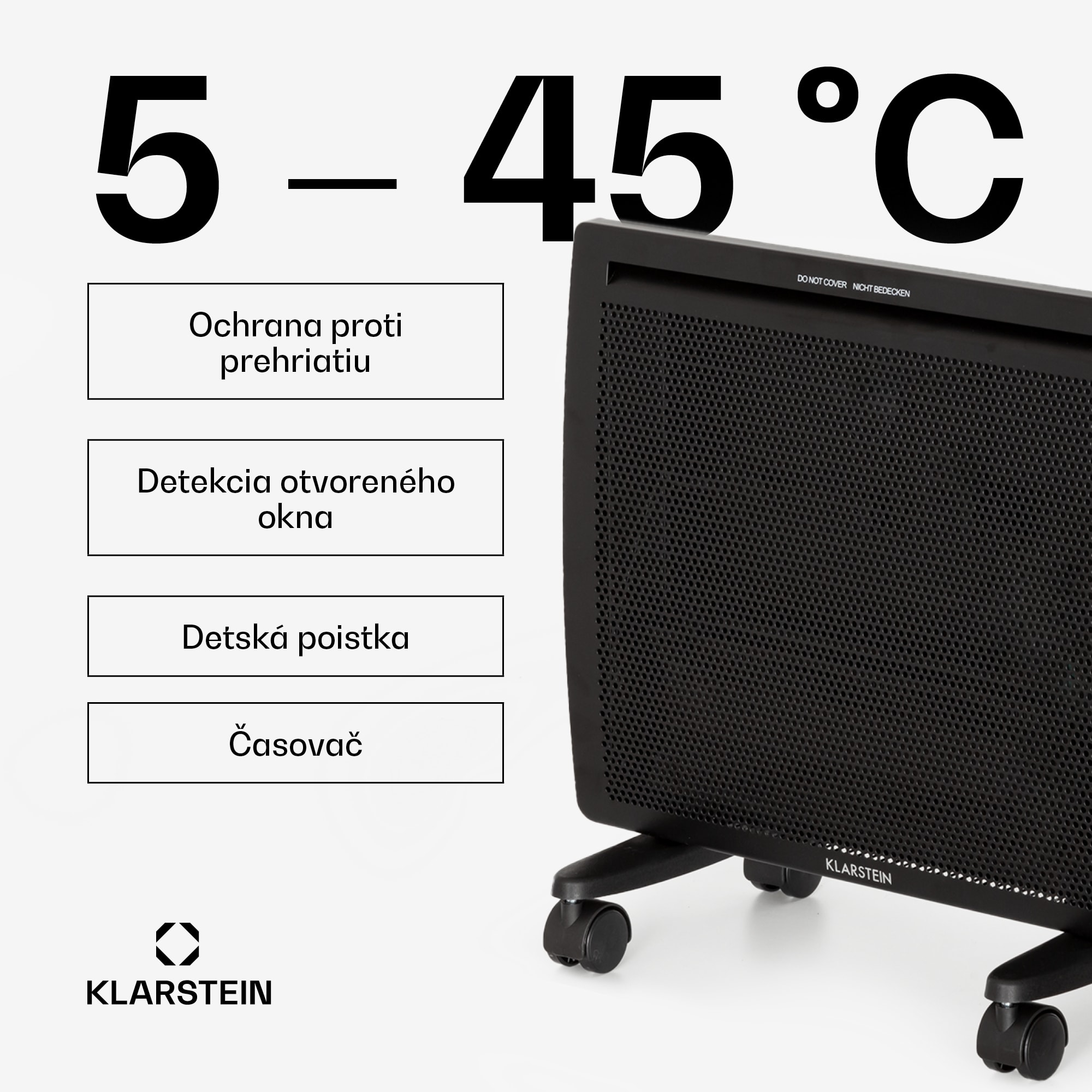 Klarstein Hot Spot Slimcurve Double Wave, konvektor, ohrievač 2 v 1, 1000 W, týždenný časovač, čierny – Obrázok 4