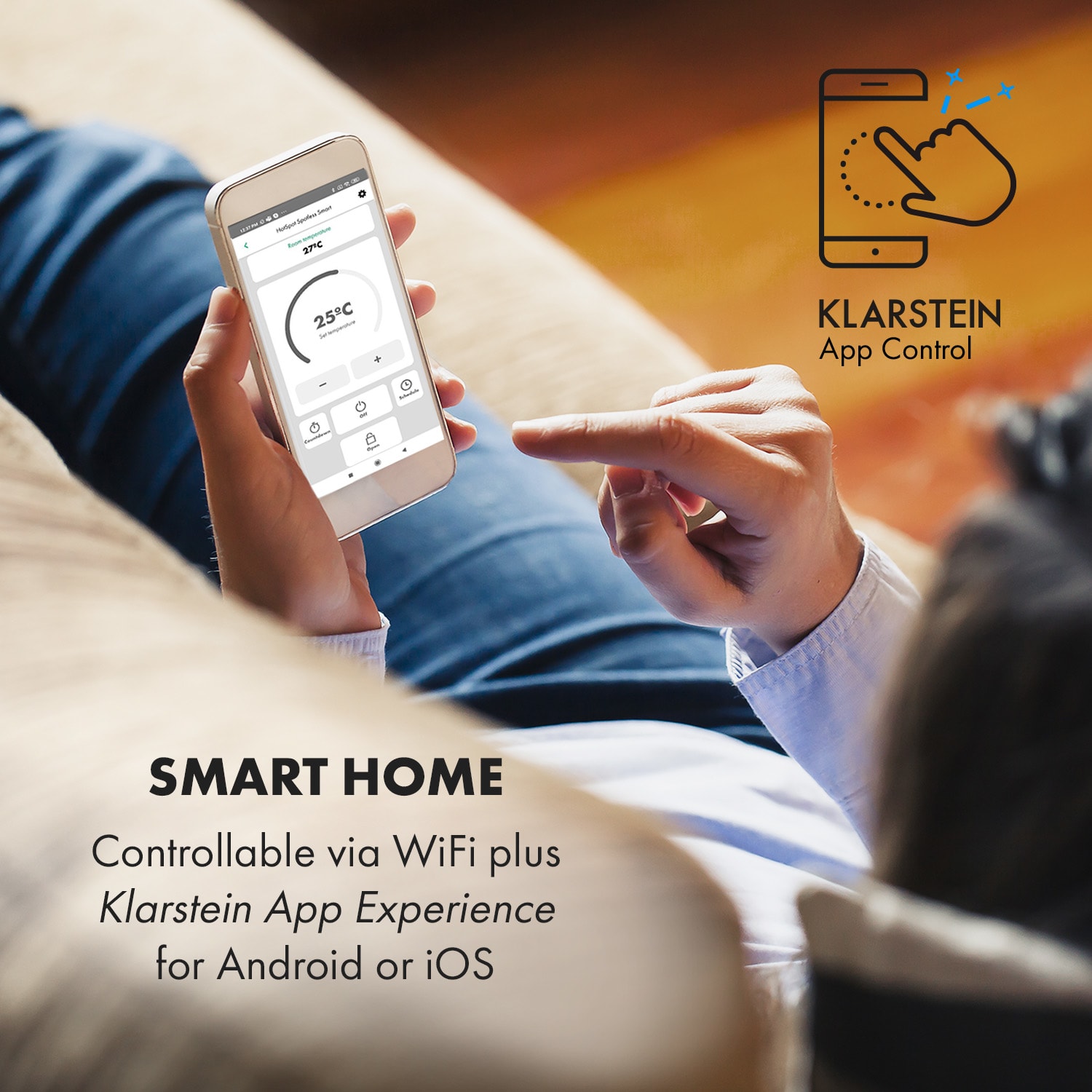 Klarstein Hot Spot Crystal Reflect Smart, infračervený ohrievač, 850 W, aplikácia, časovač, zrkadlo – Obrázok 2