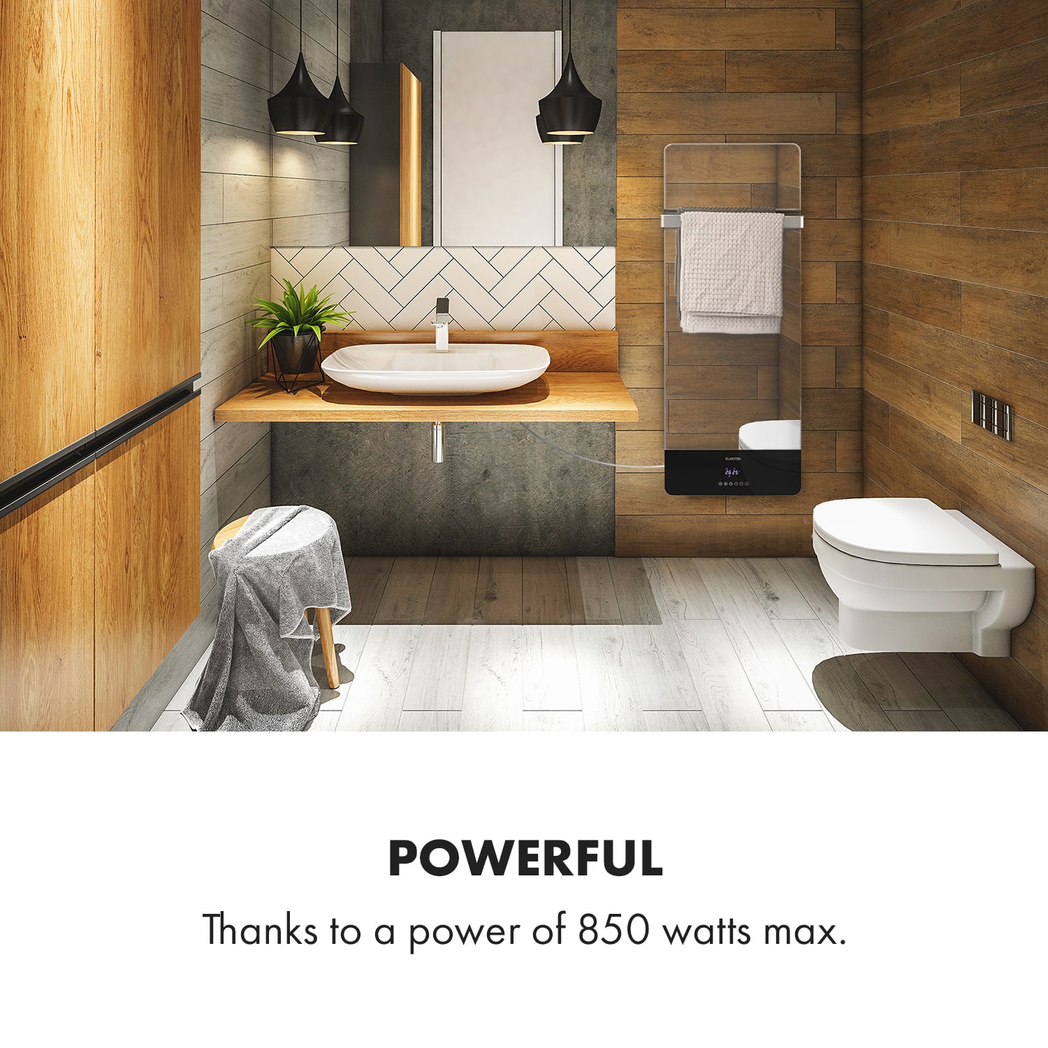 Klarstein Hot Spot Crystal Reflect Smart, infračervený ohrievač, 850 W, aplikácia, časovač, zrkadlo – Obrázok 3