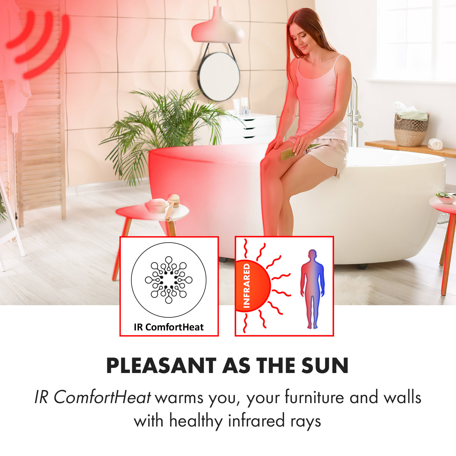 Klarstein Hot Spot Crystal Reflect Smart, infračervený ohrievač, 850 W, aplikácia, časovač, zrkadlo – Obrázok 4