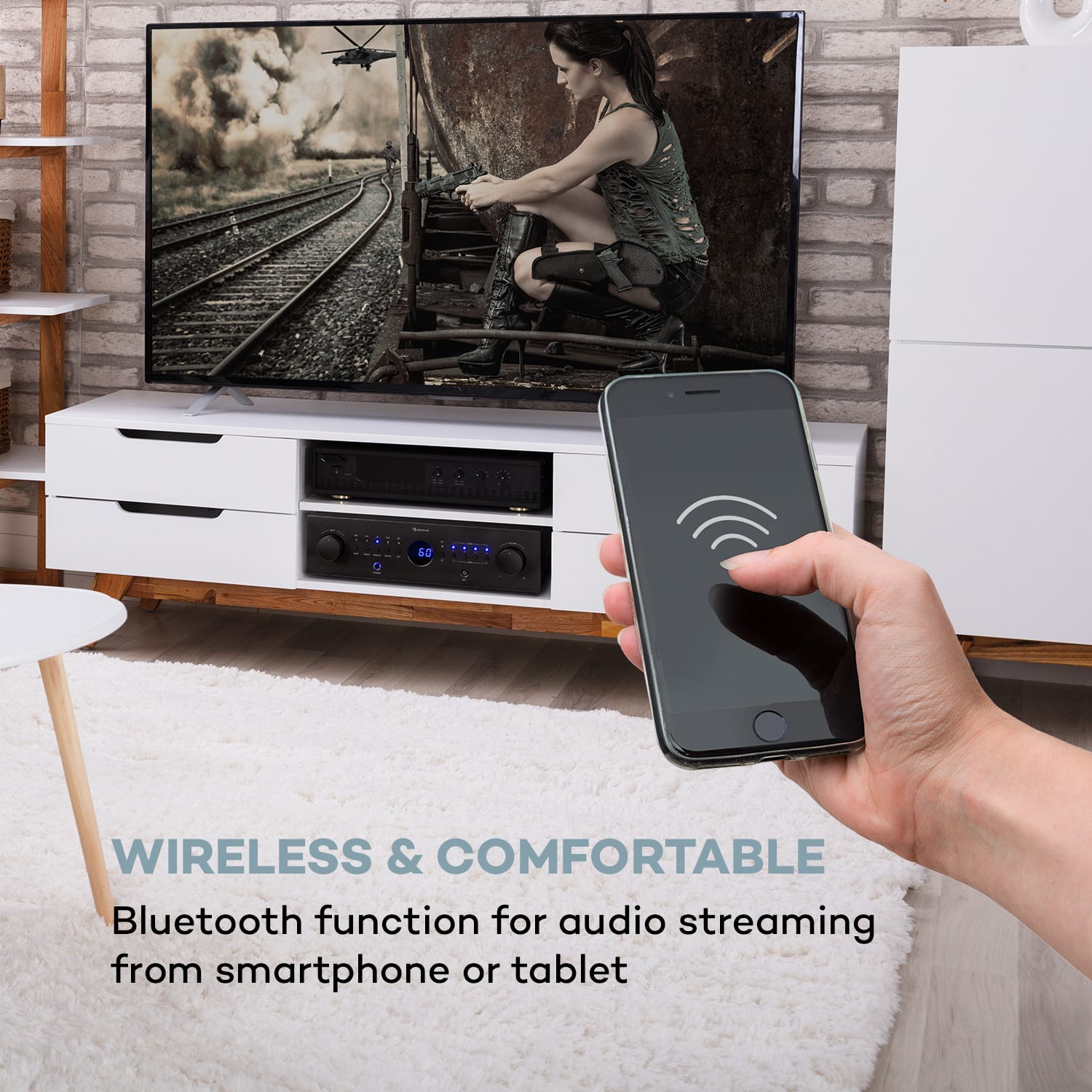 Auna AMP-CD950 DG, digitálny viackanálový zosilňovač, 8 x 100 W, BT, opt. vstup, diaľkový ovládač – Obrázok 4