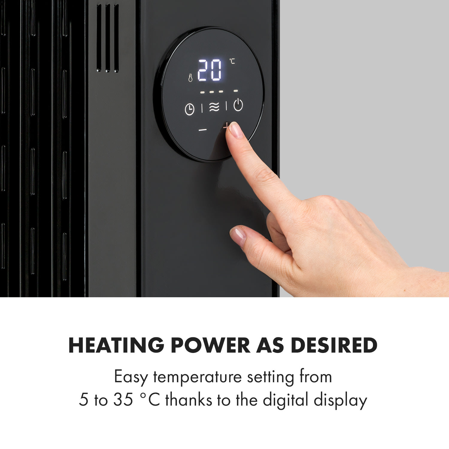 Klarstein Thermaxx Heatstream, olejový radiátor, 2500 W, 5-35 °C, 24-hod. časovač, čierny – Obrázok 3