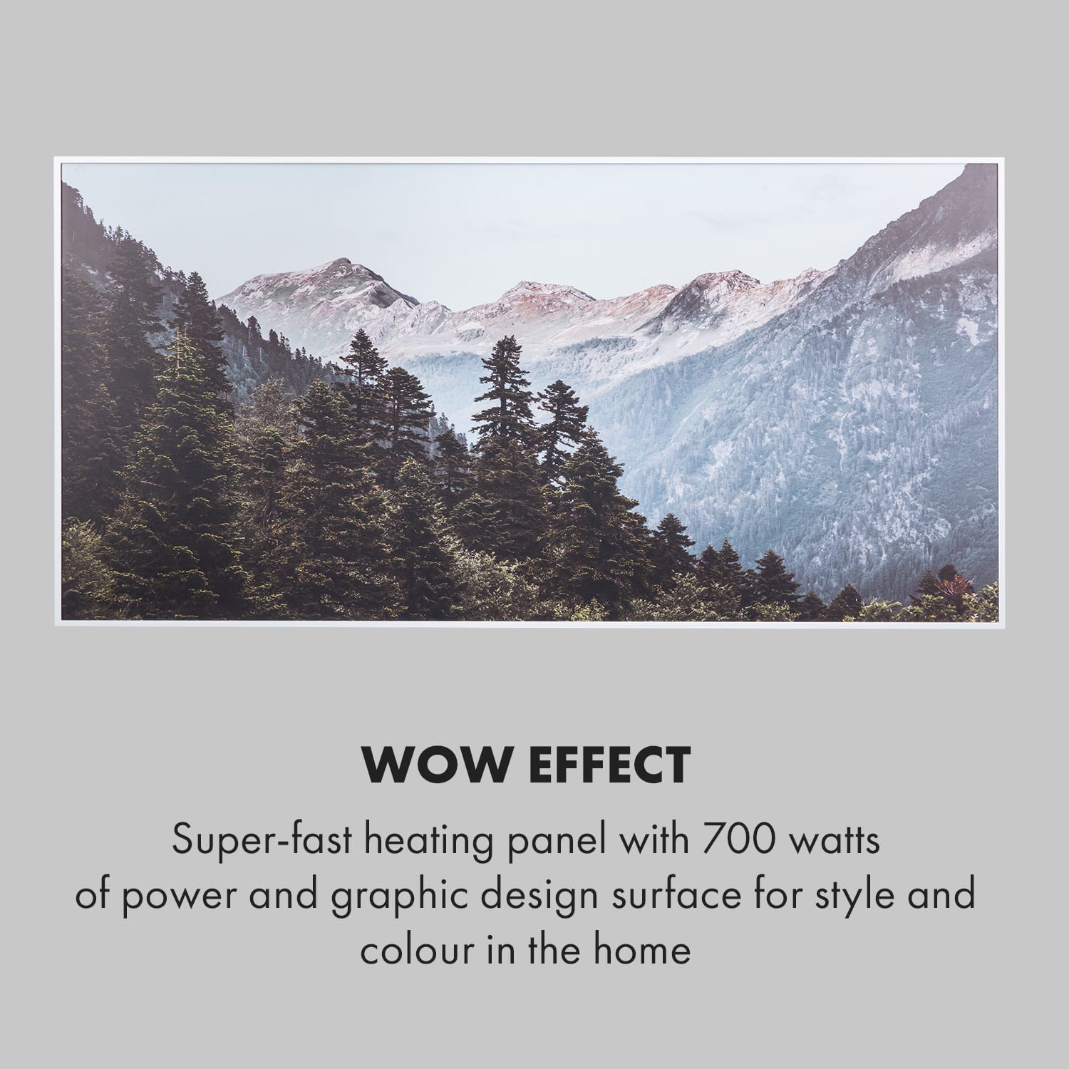 Klarstein Wonderwall Air Art Smart, infračervený ohrievač, 120 x 60 cm, 700 W, aplikácia, hora – Obrázok 5