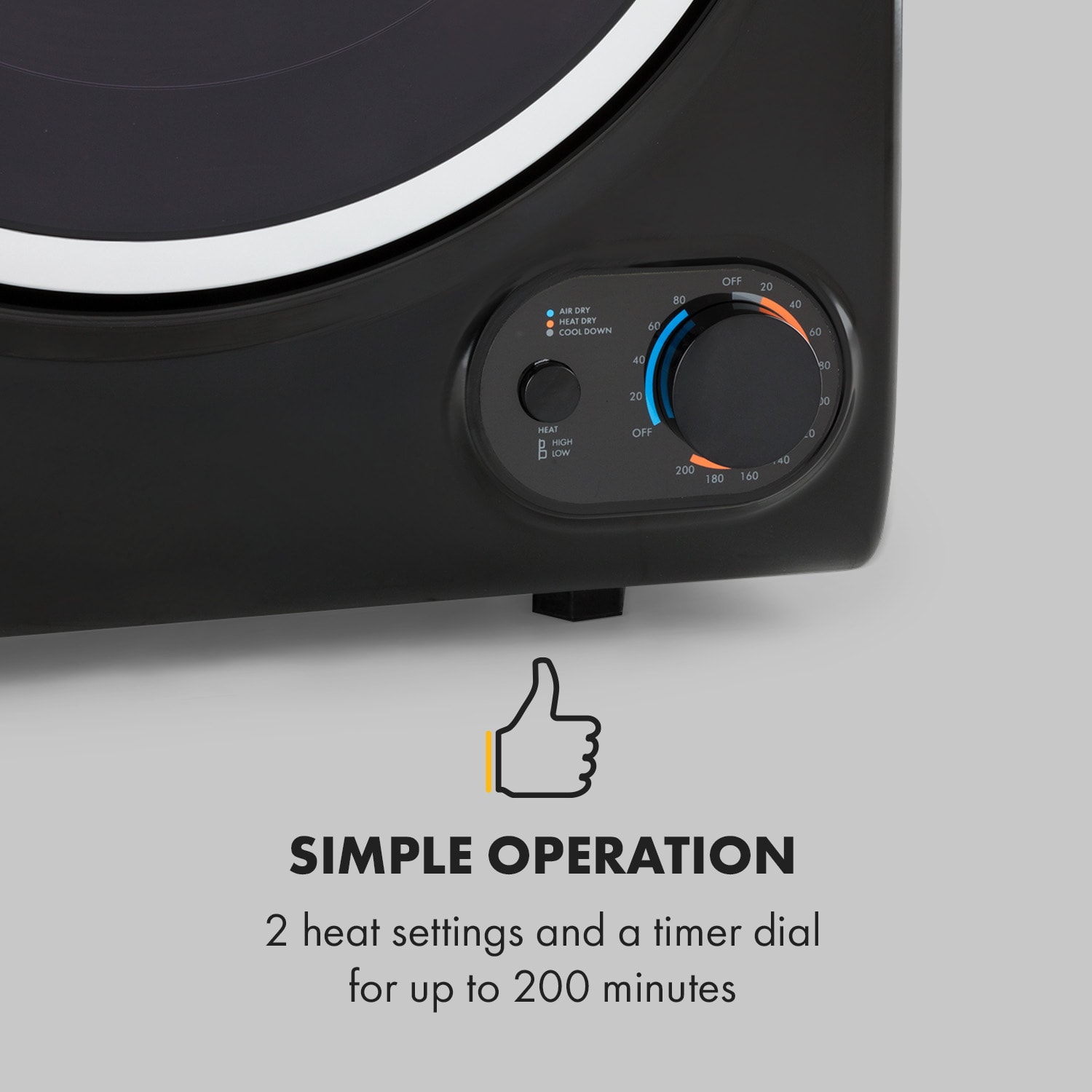 Klarstein Jet Set 2500, sušička bielizne, sušička s odsávaním vlhkého vzduchu, 850W, TEE C, 2,5kg, 50cm, čierna – Obrázok 3