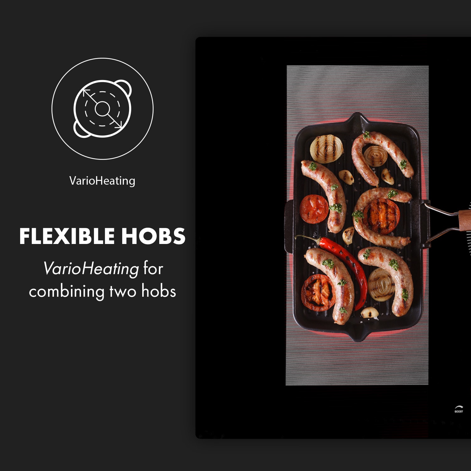 Klarstein Delicatessa 90 Hybrid, vstavaná indukčná varná doska, 7400 W, 5 zón, čierna – Obrázok 3