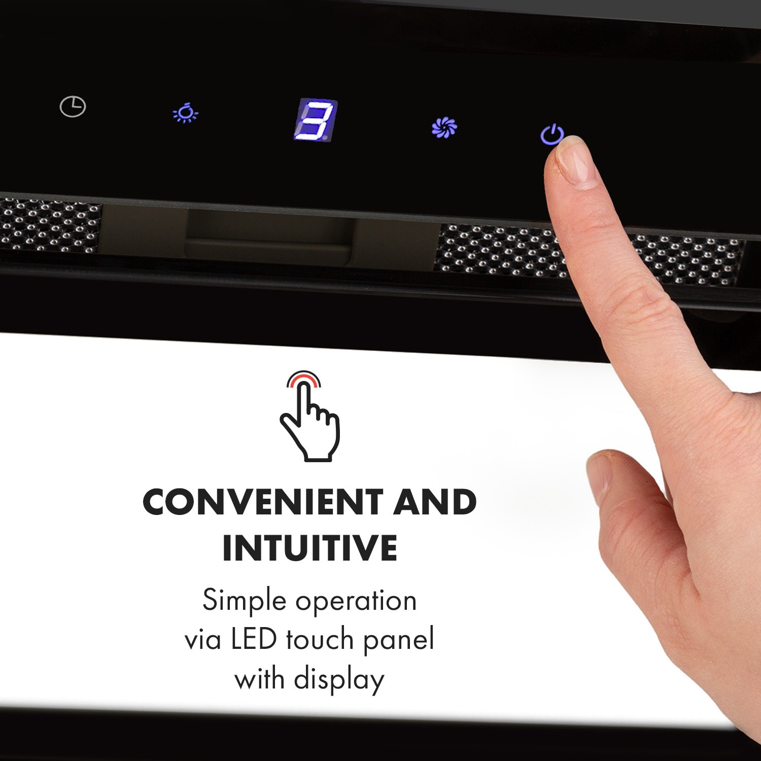 Klarstein Hektor Brilliant Edition, digestor, 52 cm, vstavaný, 506 m³/h, dotykové ovládanie, sklo, čierny – Obrázok 4