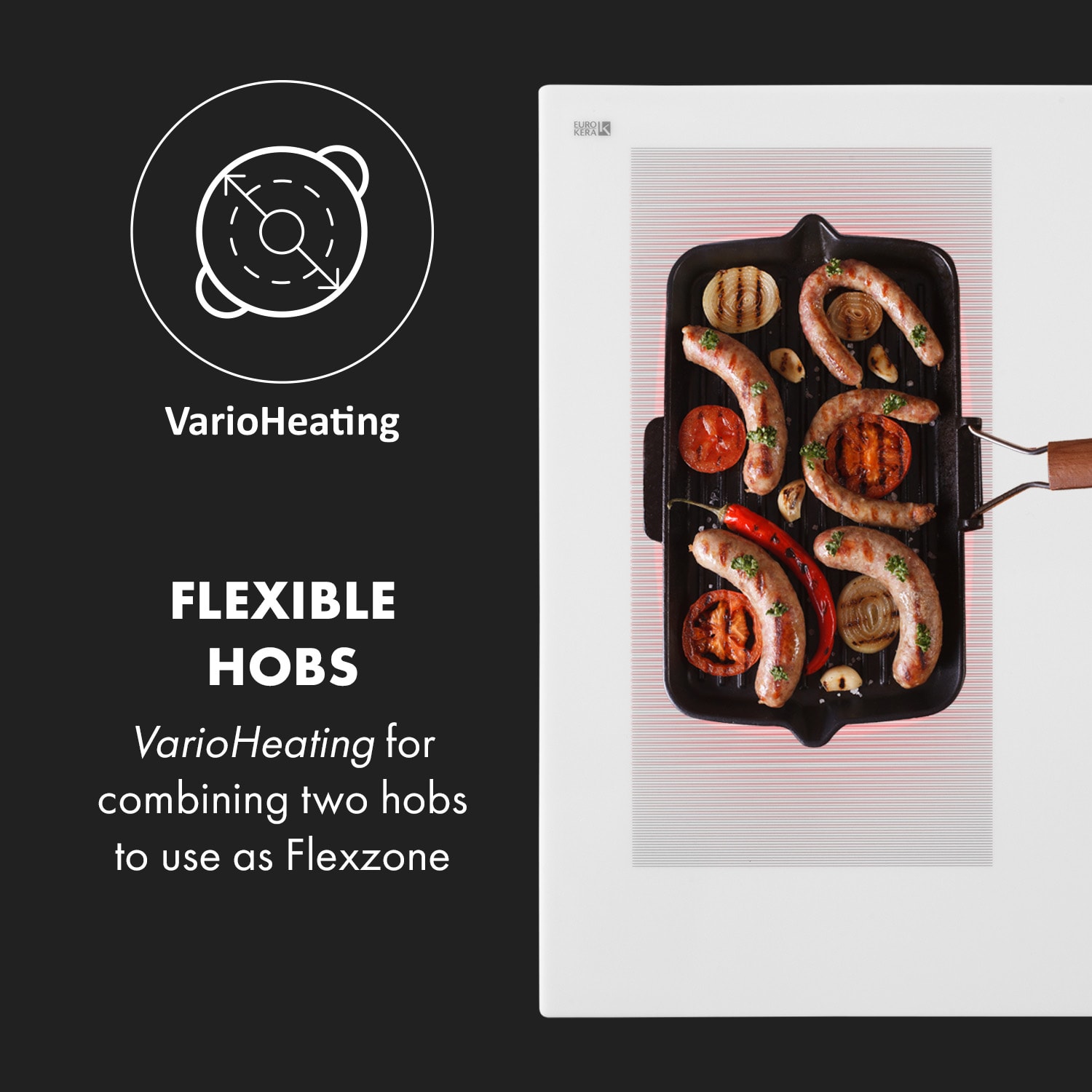 Klarstein Delicatessa 90 Hybrid, vstavaná indukčná varná doska, 7400 W, 5 zón, čierna – Obrázok 3