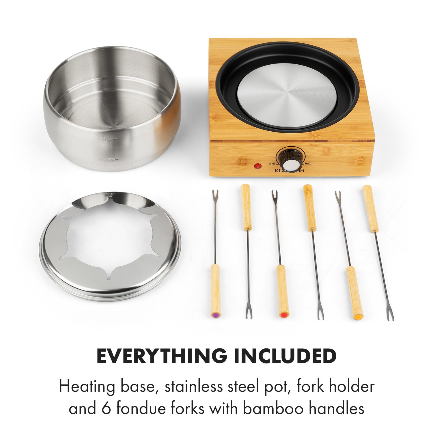 Klarstein Bambus, fondue, 800 W, hrniec z ušľachtilej ocele – Obrázok 4