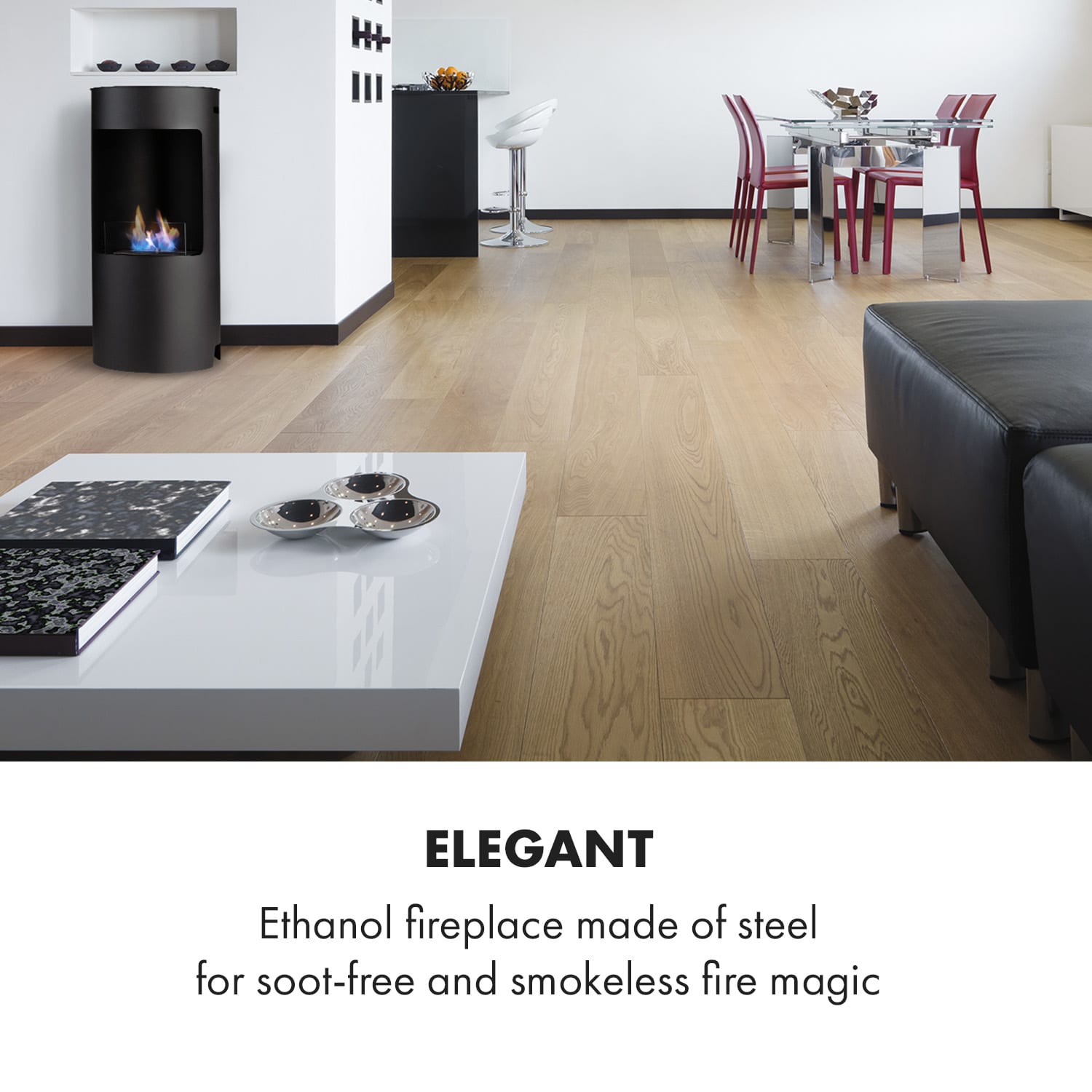 Klarstein Phantasma Niro, etanolový krb, bezpečnostný horák, hasiaca pomôcka, doba horenia 3,5 h – Obrázok 2