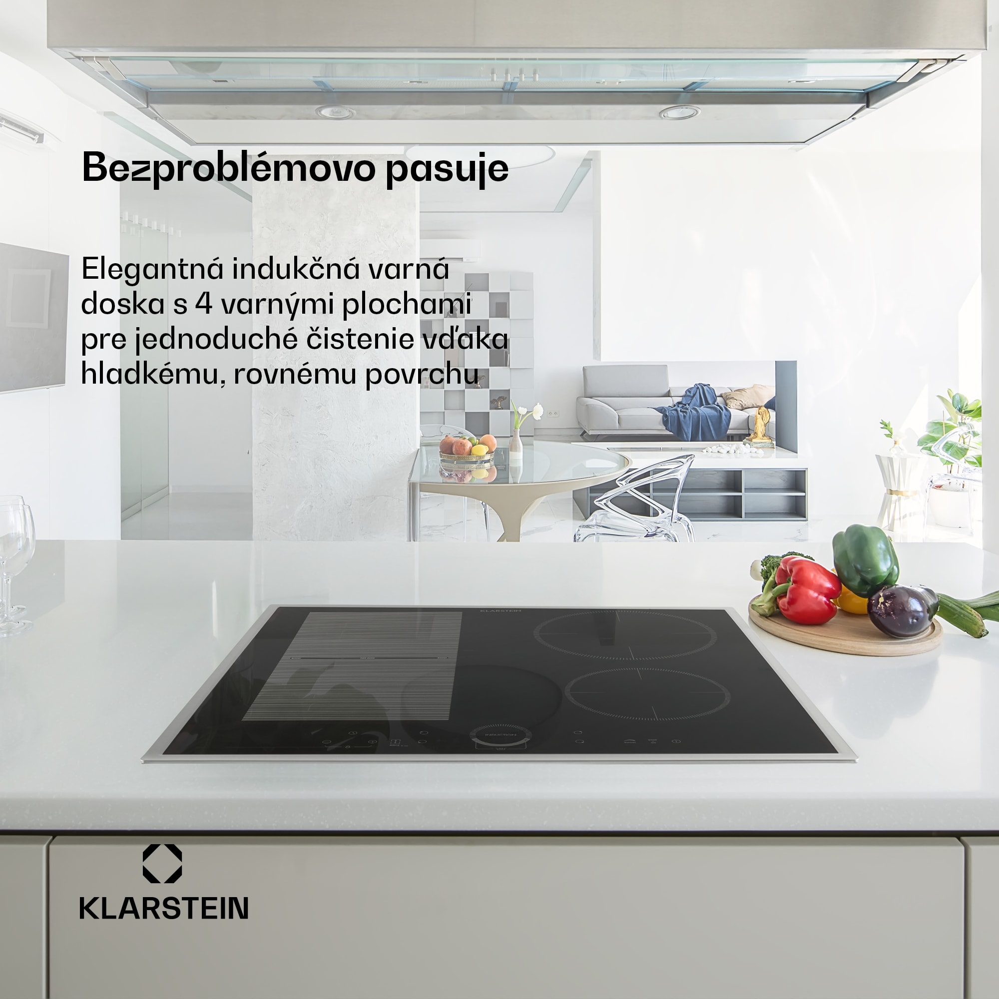 Klarstein Delicatessa 60 Hybrid Prime, indukčná varná doska, 7000 W, 4 zón, čierna – Obrázok 2