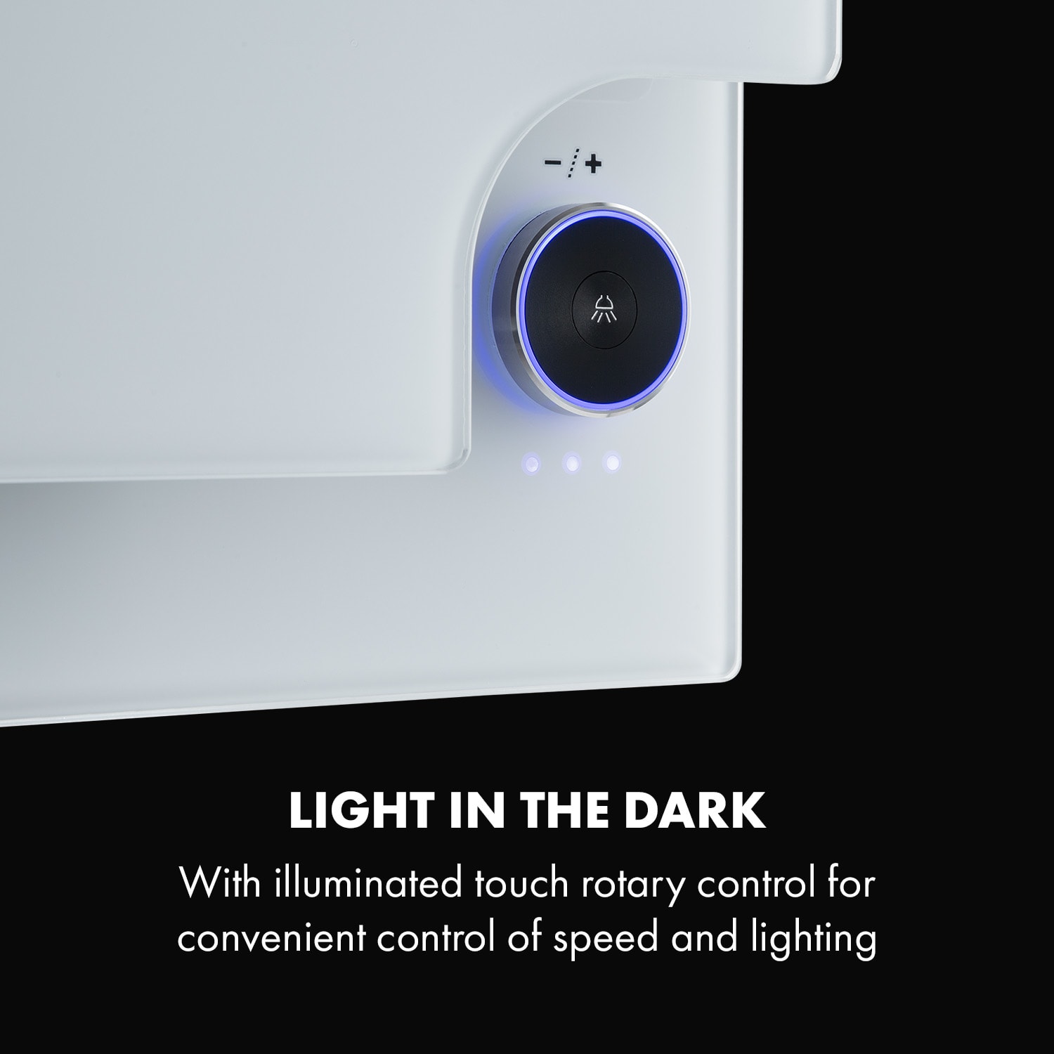 Klarstein Amelia, digestor, 60 cm, nástenný, 586 m³/h, LED, otočné dotykové ovládanie, biely – Obrázok 4