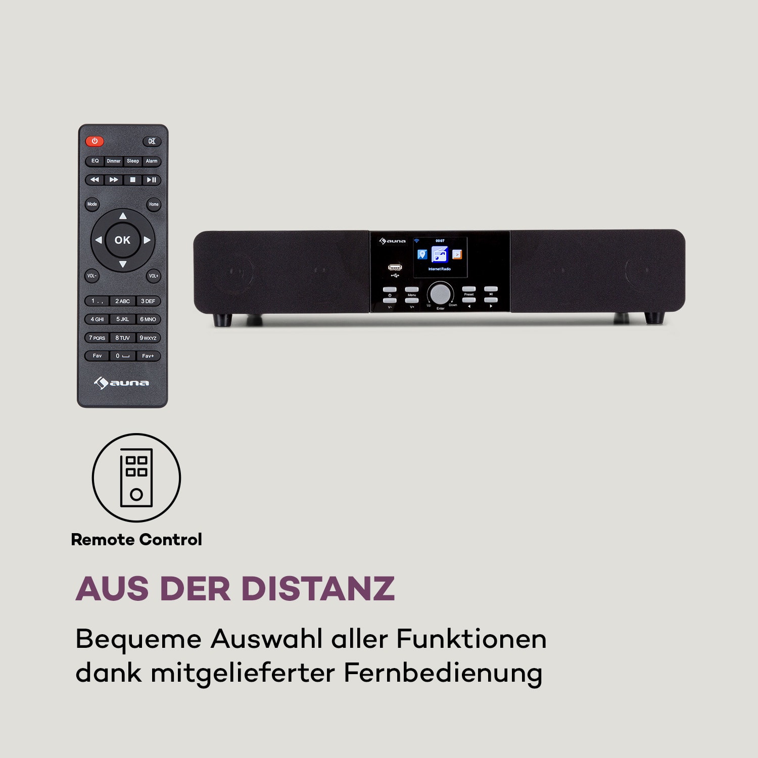 Auna Stealth Base Connect Soundbase, Bluetooth, internet/DAB+FM, USB, AUX – Obrázok 5