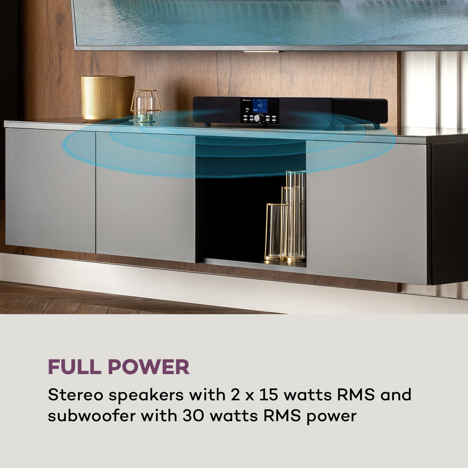 Auna Stealth Base Connect Soundbase, Bluetooth, internet/DAB+FM, USB, AUX – Obrázok 4