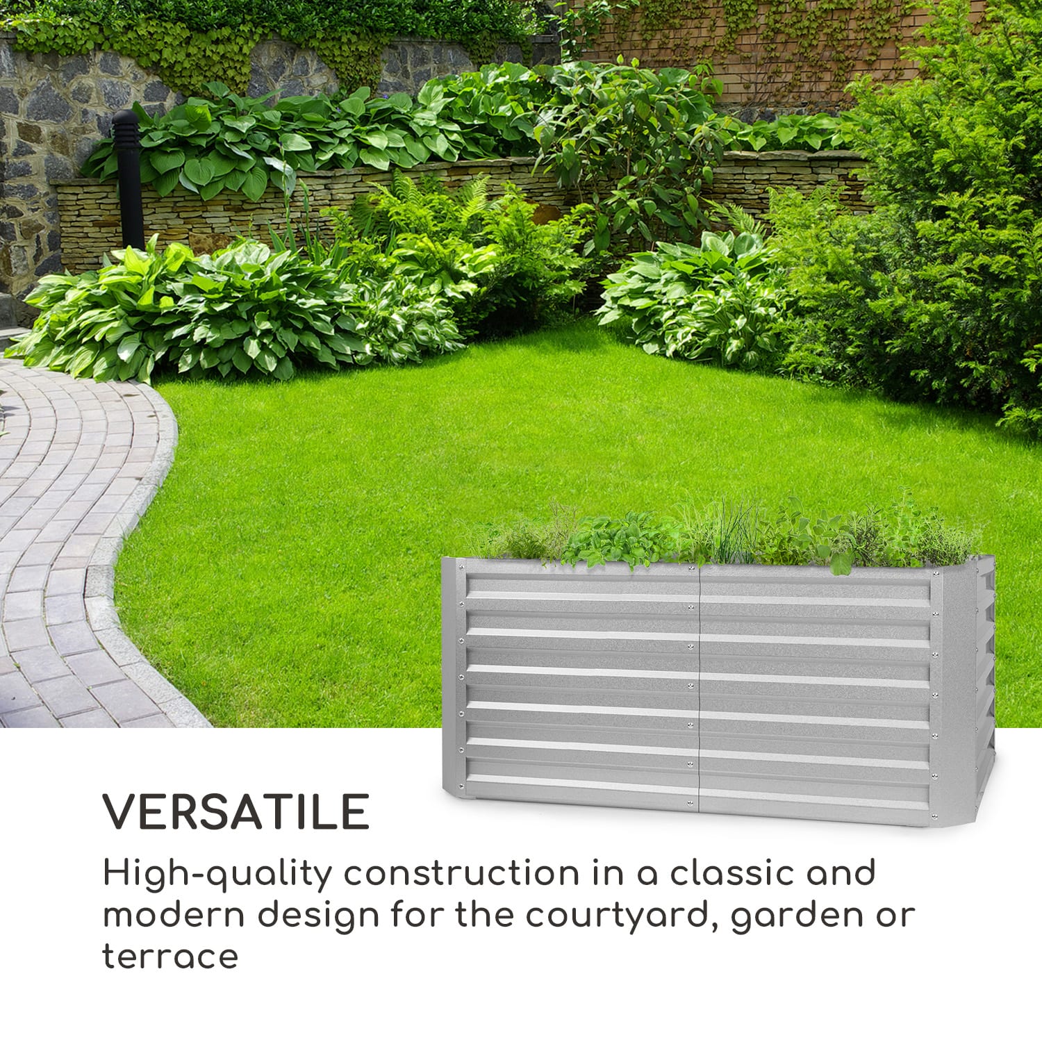 Blumfeldt Blum High Grow Straight, vyvýšený záhon, 120x60x60cm, 432l, oceľ – Obrázok 2