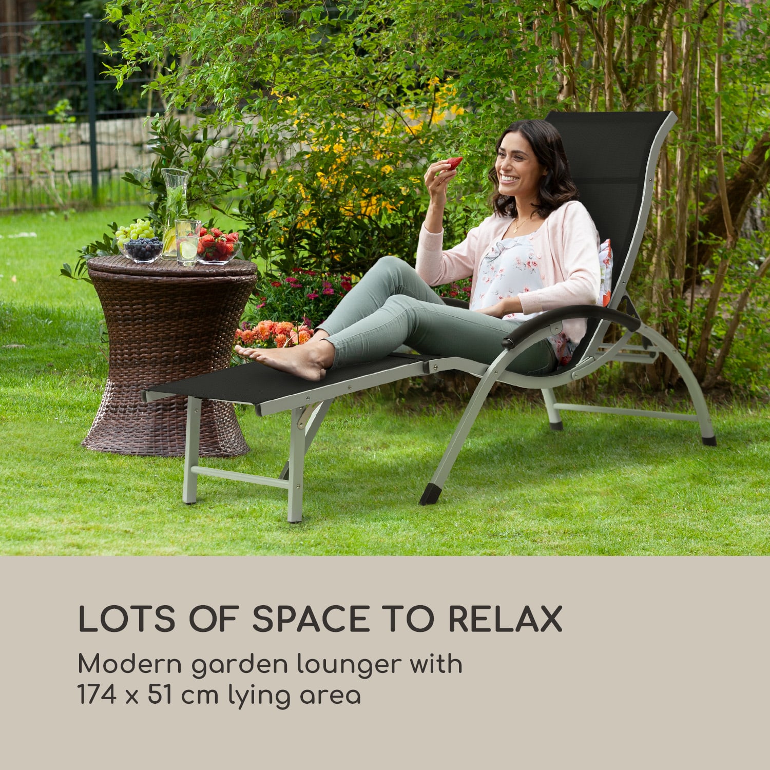 Blumfeldt Sunnyvale, lehátko, s podnožkou, hliník, 4 úrovne – Obrázok 2