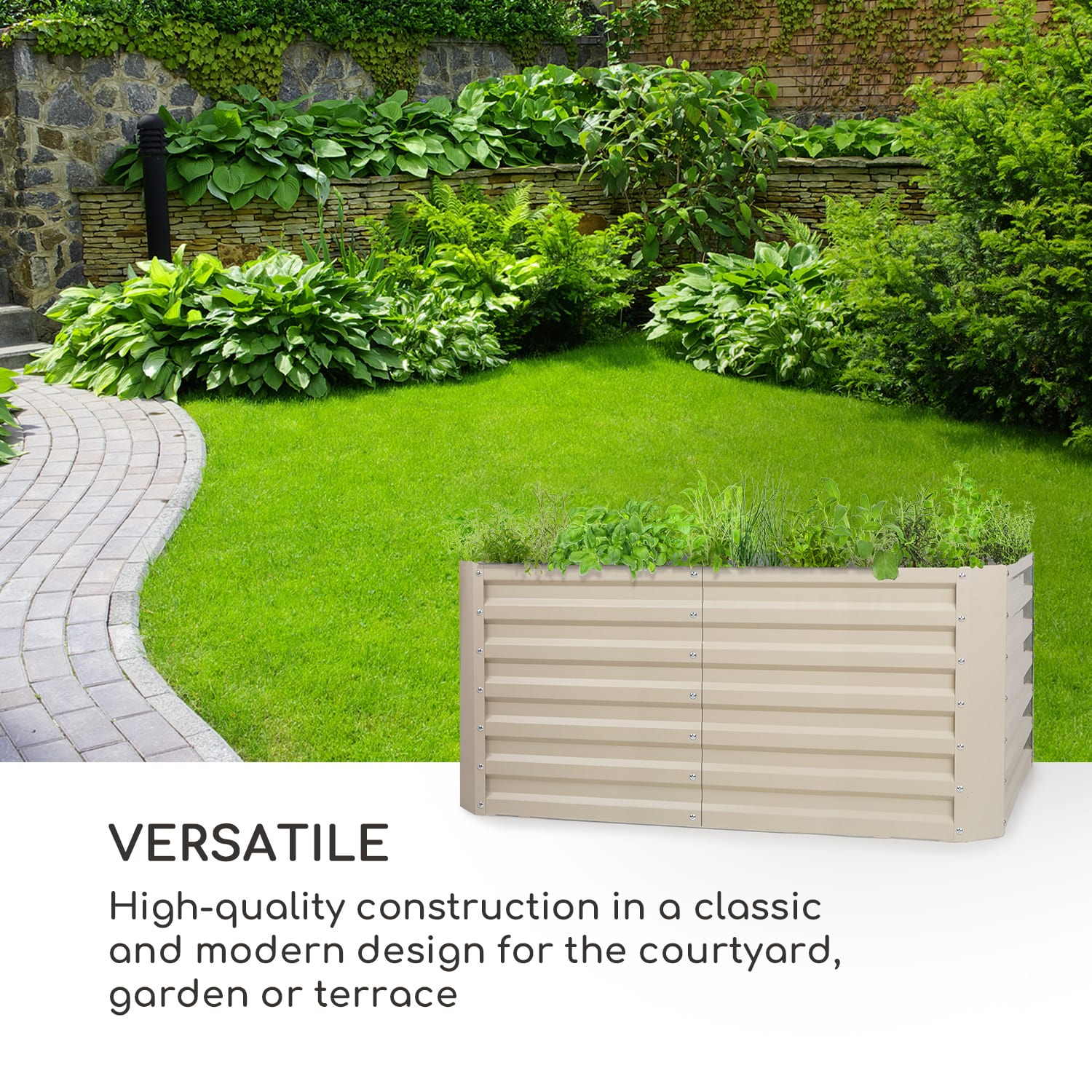 Blumfeldt Blum High Grow Straight, vyvýšený záhon, 120x60x60cm, 432l, oceľ – Obrázok 2