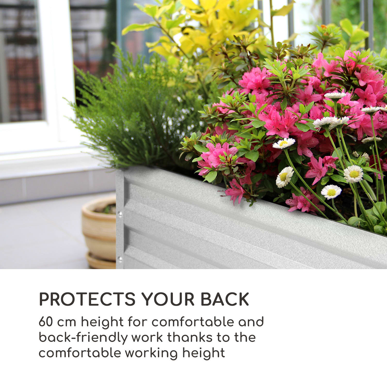 Blumfeldt Blum High Grow Straight, vyvýšený záhon, 200x90x100cm, 1800l, oceľ – Obrázok 3