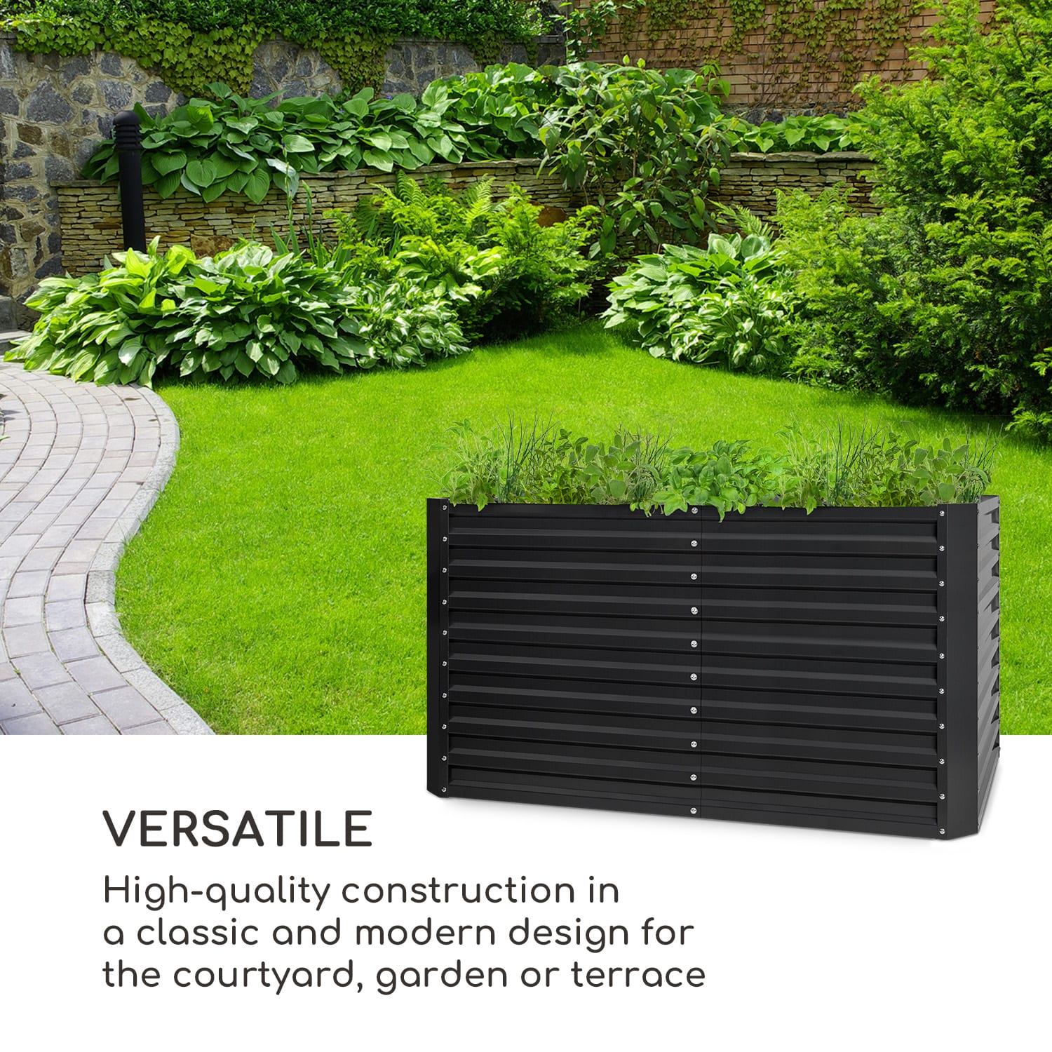 Blumfeldt High Grow Straight, vyvýšený záhon, 200 x 90 x 100 cm, 1800 l, oceľ – Obrázok 2