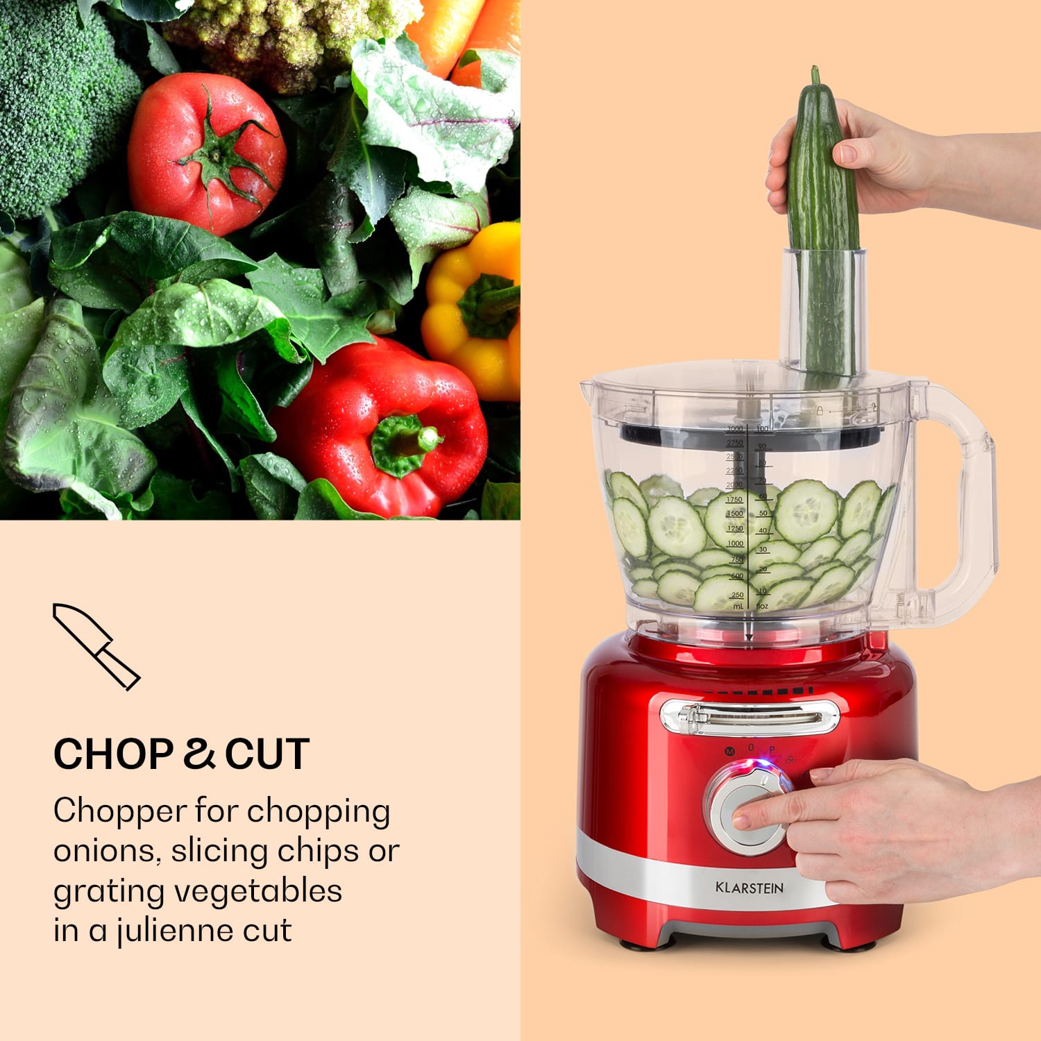 Klarstein Luca, multifunkčný mixér, 1000 W, 3 l, bezstupňové nastavenie rýchlosti, 6 režimov – Obrázok 3