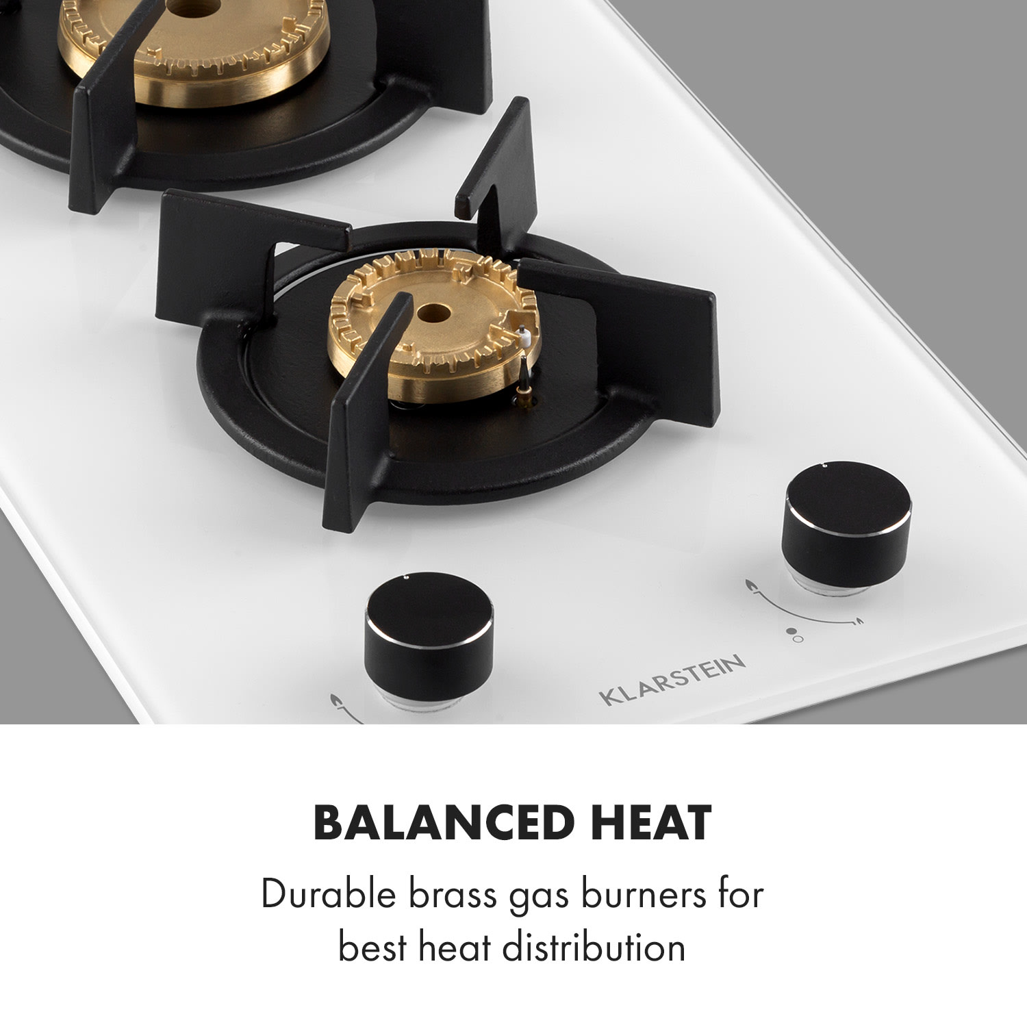 Klarstein Goldflame Domino, plynová varná doska, 2 mosadzné horáky, sklokeramika – Obrázok 3