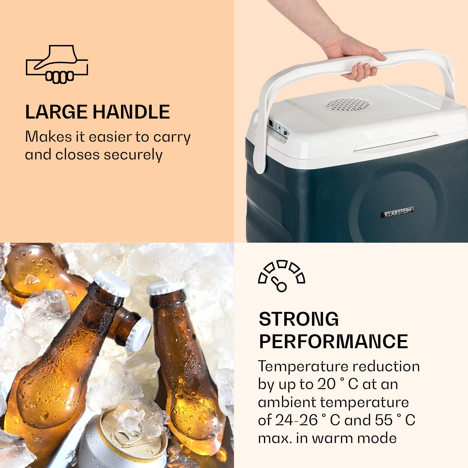 Klarstein BeerBelly 21, autochladnička, elektrický chladiaci box, funkcia chladenia a udržiavania tepla, USB port, režim ECO – Obrázok 5