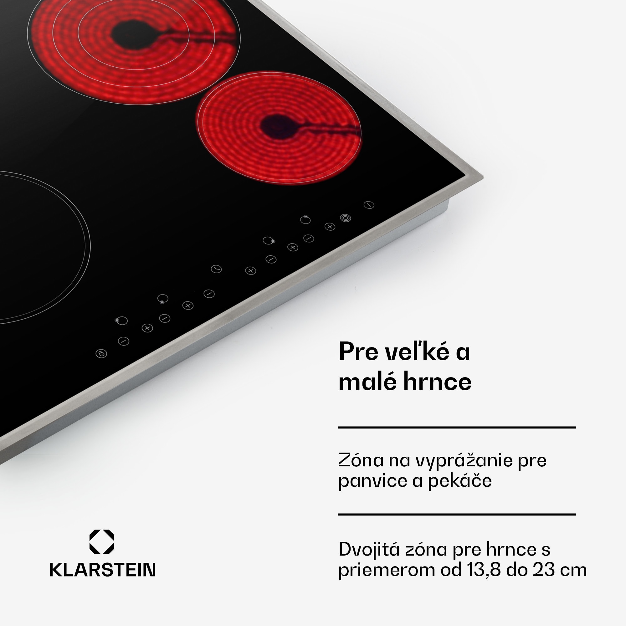 Klarstein Virtuosa 4, sklokeramická varná doska, 6500 W, 4 platničky, rám z nehrdzavejúcej ocele – Obrázok 4
