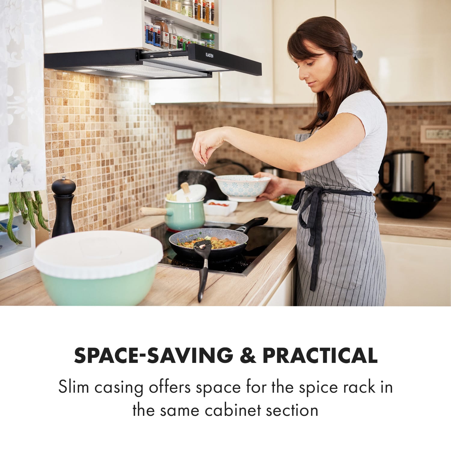 Klarstein Mariana 60, plochý digestor, 500 m³/h, odsávanie vzduchu, LED – Obrázok 2