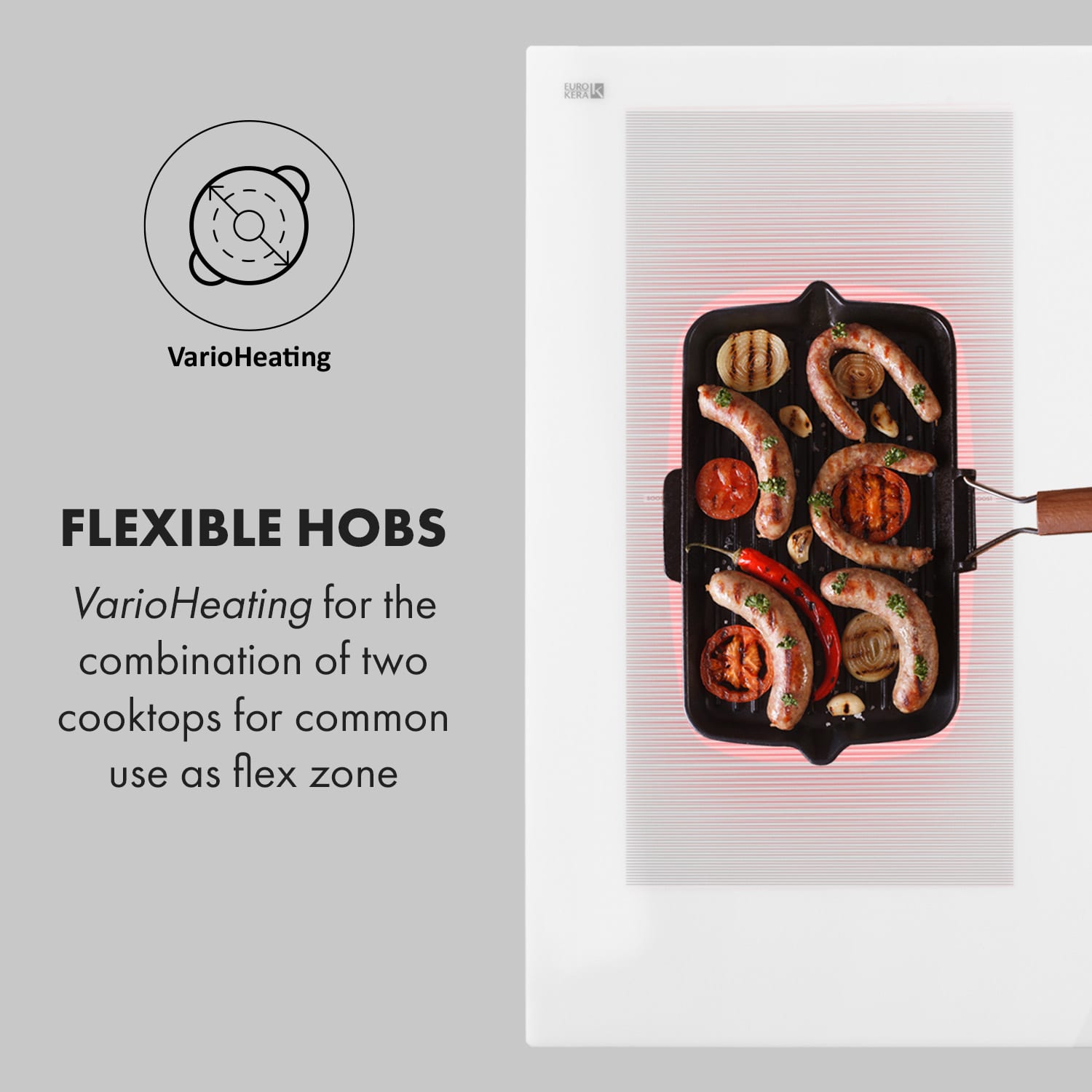 Klarstein Delicatessa 90 Flex, vstavaná indukčná varná doska, 7400 W, 5 zón, samostatná – Obrázok 3