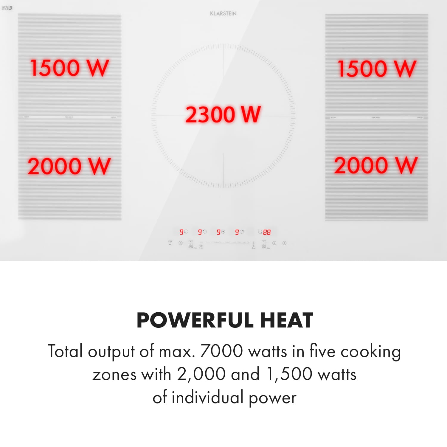 Klarstein Delicatessa 90 Flex, vstavaná indukčná varná doska, 7400 W, 5 zón, samostatná – Obrázok 4