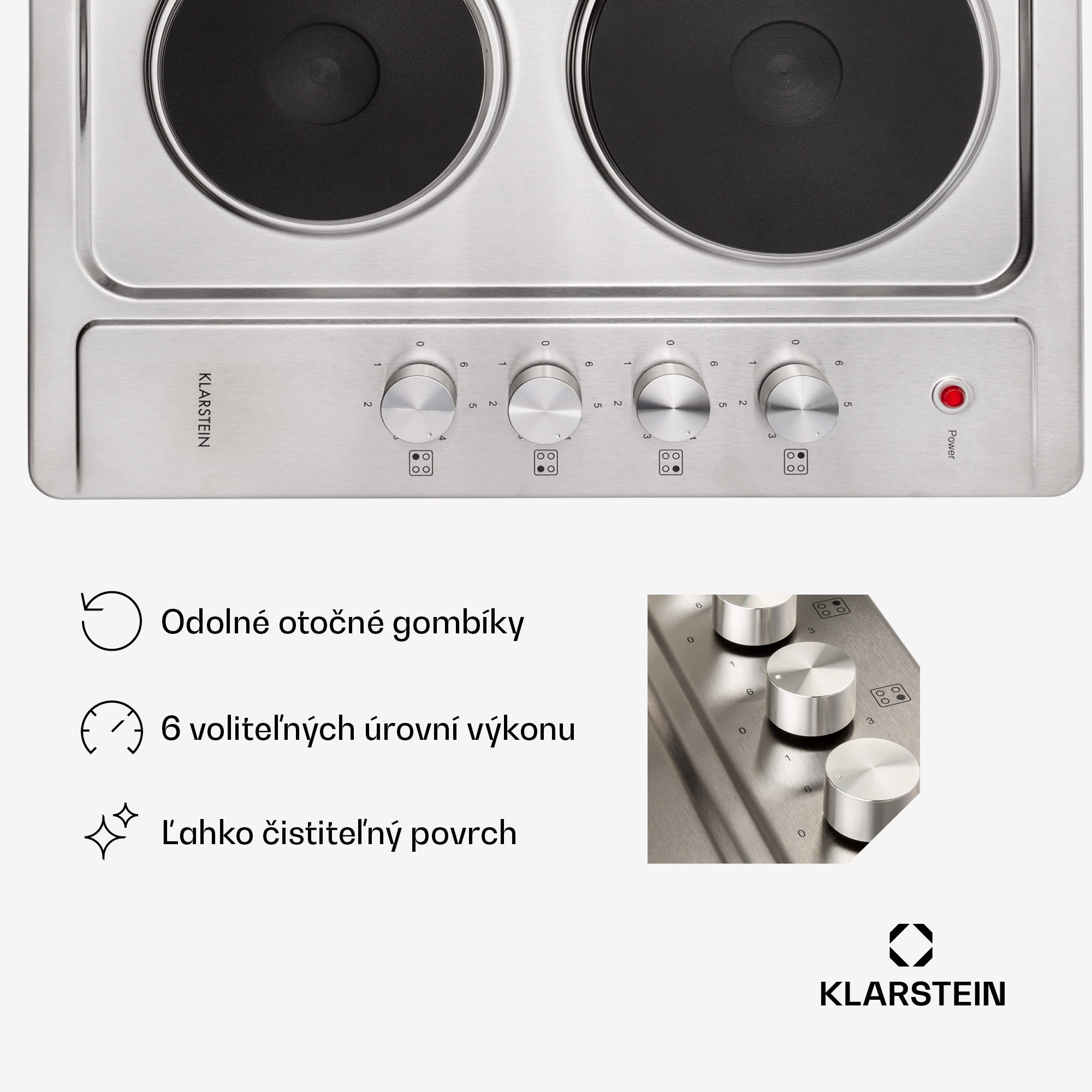 Klarstein Appetito 4, elektrická varná doska, 5500 W, 4 platne, 6 stupňov výkonu, nehrdzavejúca oceľ – Obrázok 4