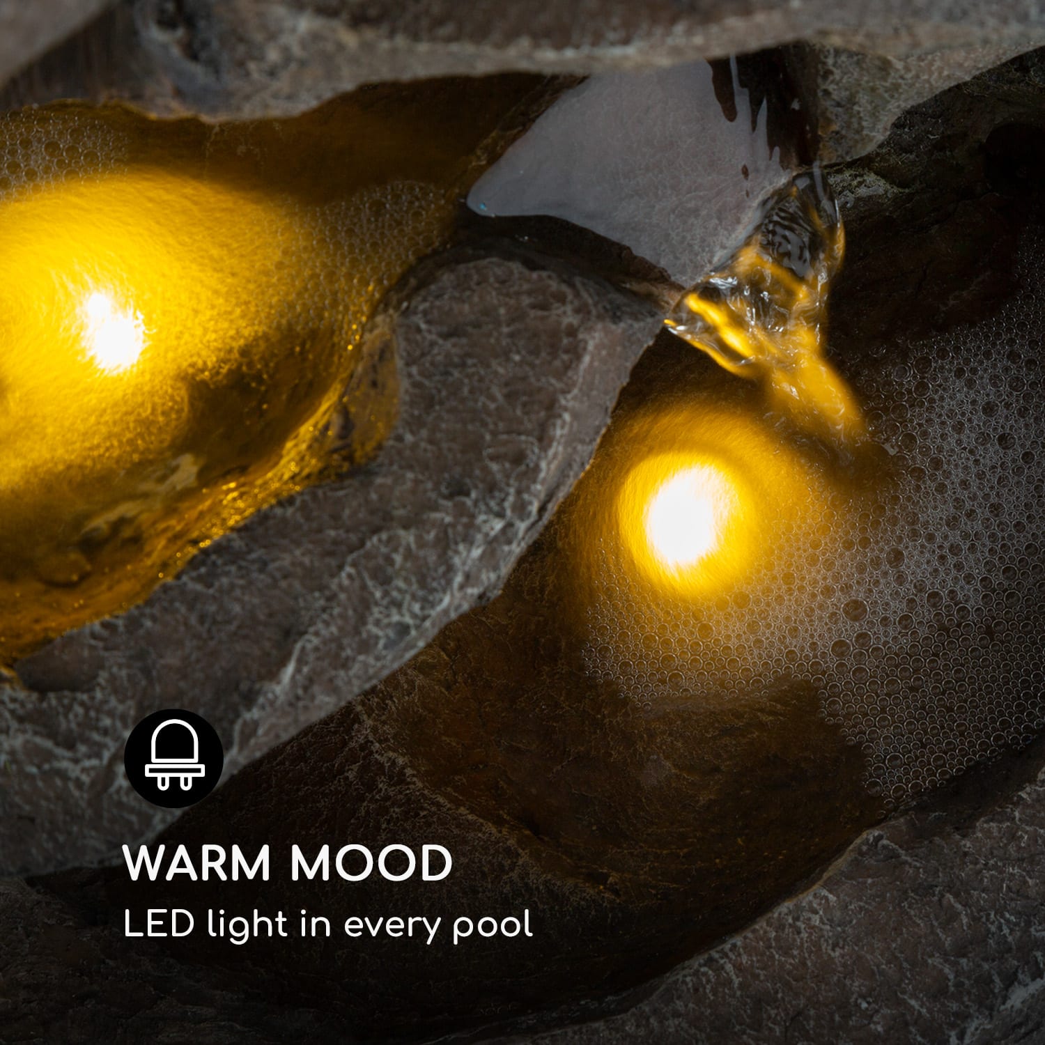 Blumfeldt Stonehenge, solárna fontána, LED osvetlenie, polyresin, lítiovo-iónový akumulátor – Obrázok 4