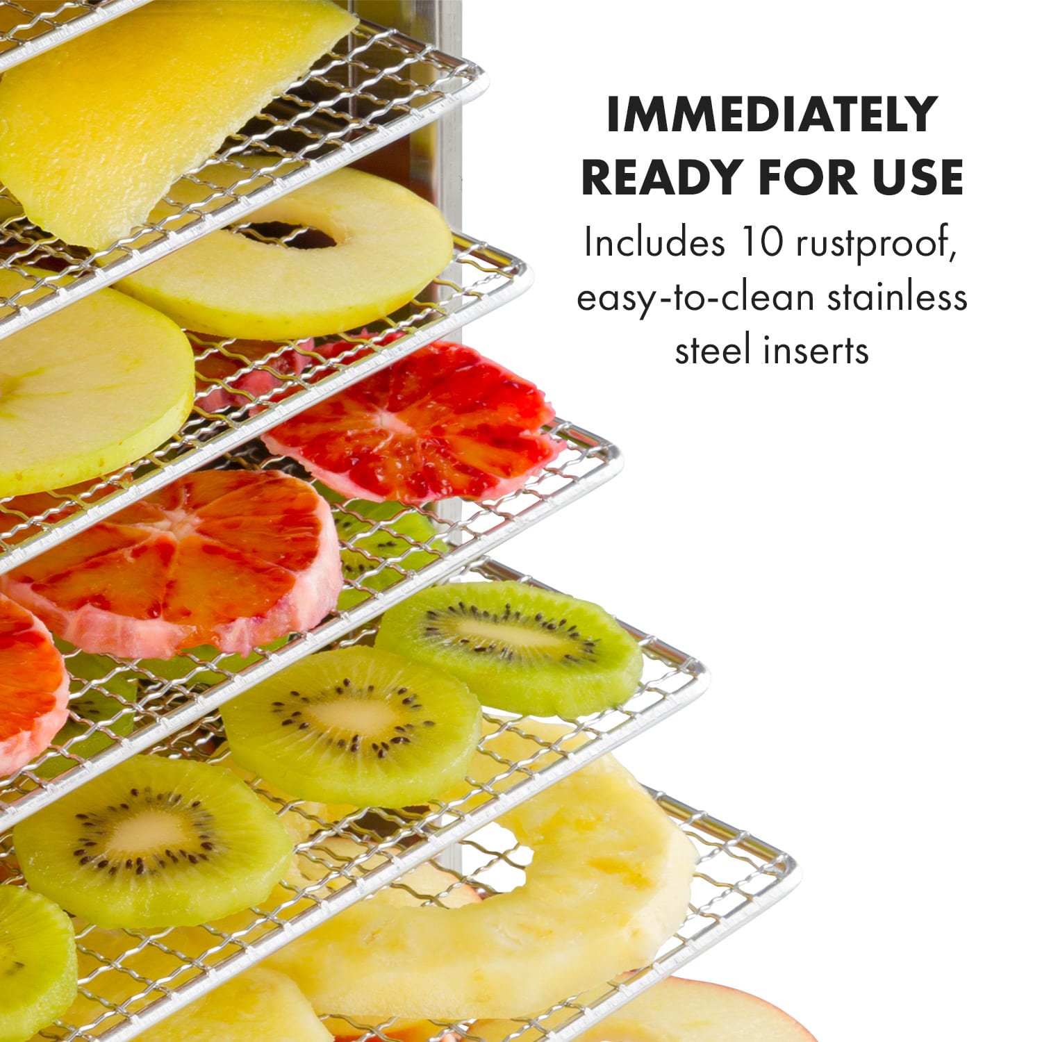 Klarstein Captain Jerky 110, sušička potravín, 1000 W, 30-90 °C, 24-hod. časovač, nehrdzavejúca oceľ – Obrázok 5