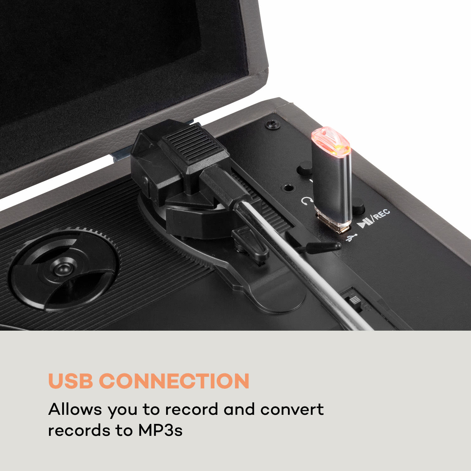 Auna Peggy Sue BT, gramofón, stereo reproduktor, USB, BT, prenosný – Obrázok 4