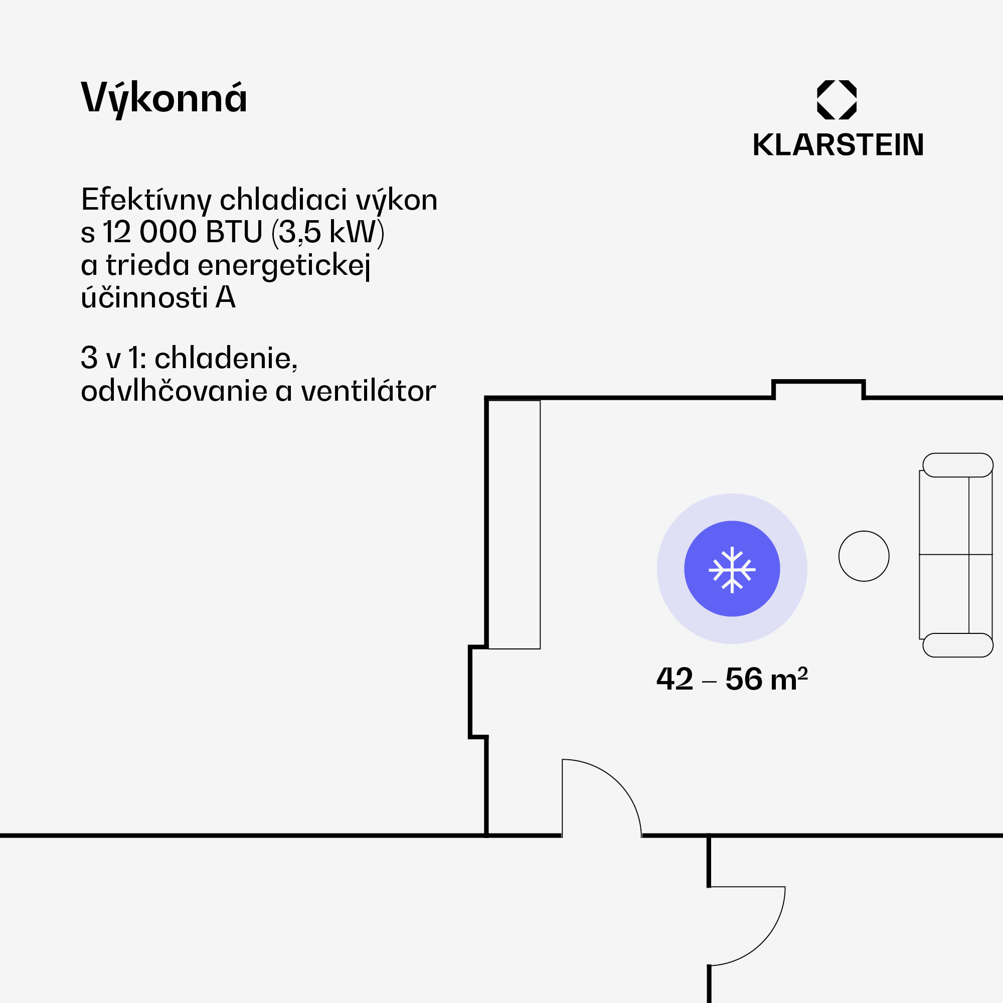 Klarstein Metrobreeze New York Smart 12k, mobilná klimatizácia, 12 000 BTU/3,5 kW, A, diaľkový ovládač – Obrázok 3