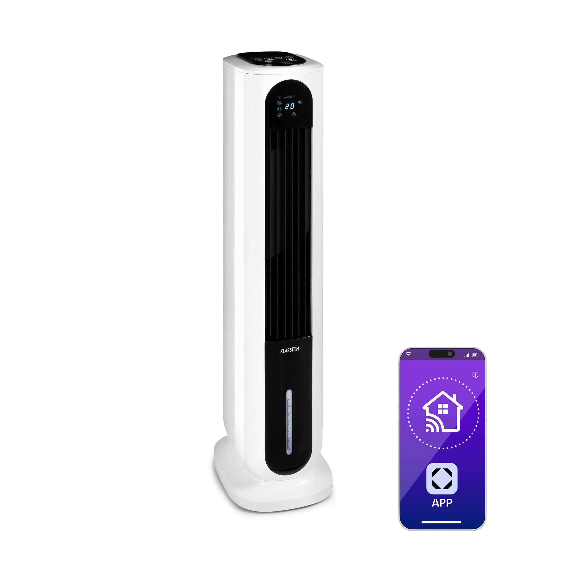 Klarstein Polar Tower Smart, ochladzovač vzduchu, ventilátor, 85 W, 7 l, diaľkový ovládač, 5 x chladiaci box