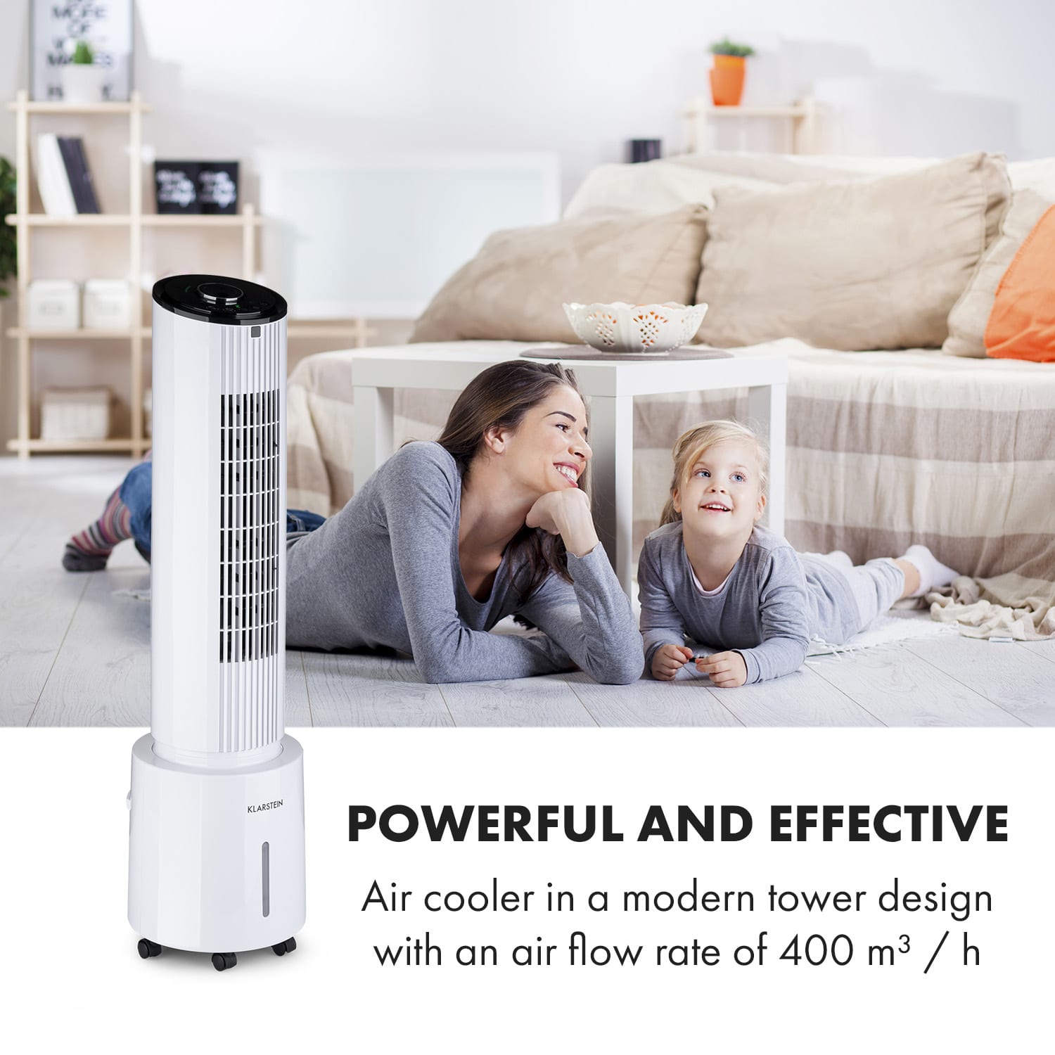 Klarstein Waterfall, ochladzovač vzduchu, 45 W, 4 l, 2 x chladiaci box, mobilný – Obrázok 2