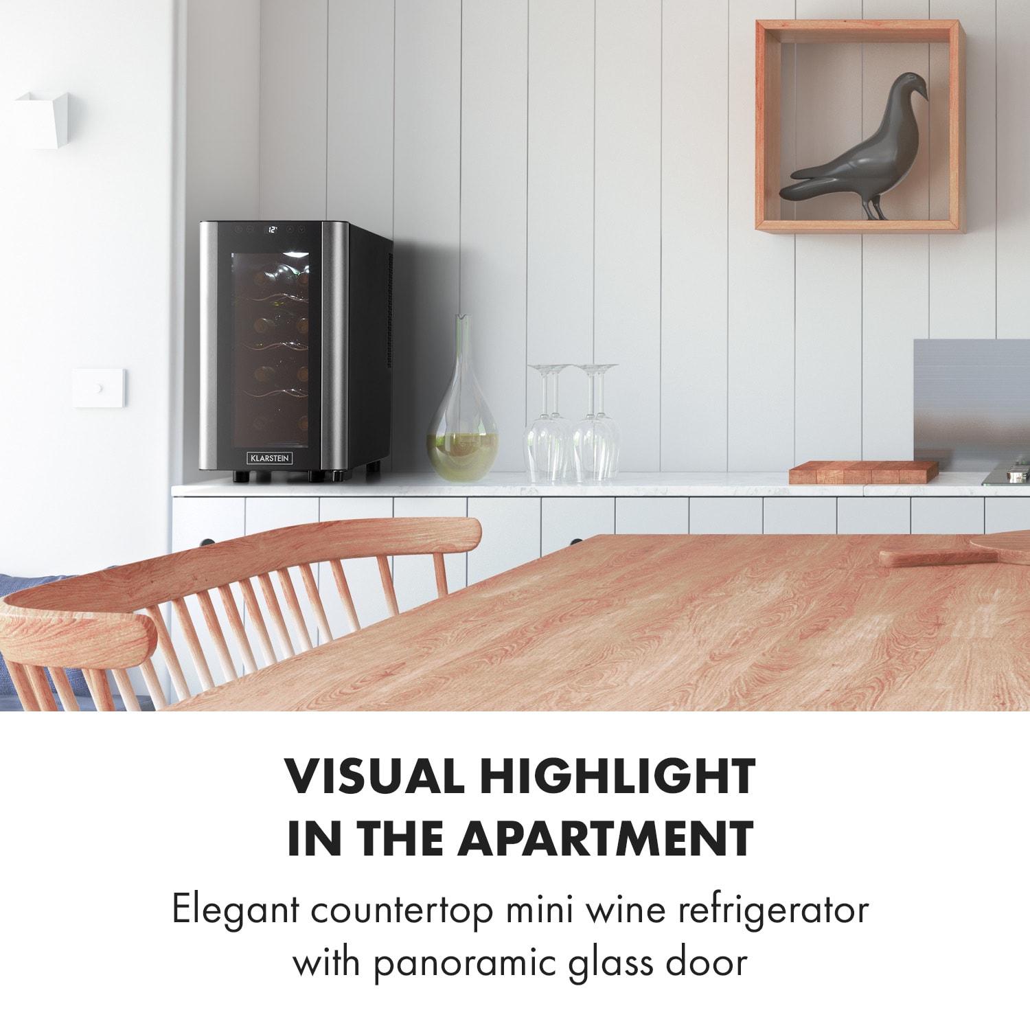 Klarstein Reserva 8 Slim Uno, vinotéka, 23 l, 8 fliaš, 11–18°C, 26 dB, nehrdzavejúca oceľ – Obrázok 2