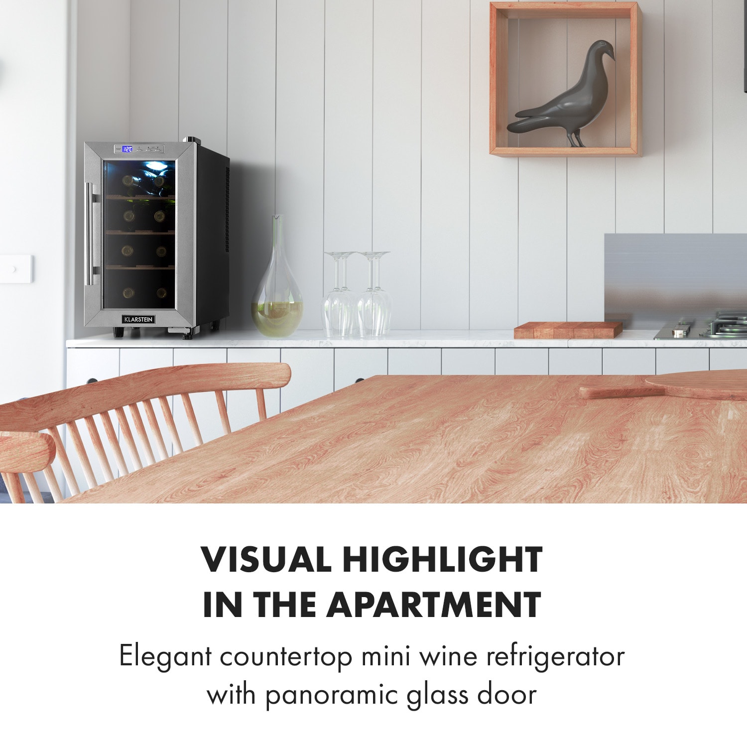 Klarstein Reserva 8 Uno, vinotéka, 23 l, 8 fliaš, 11–18°C, 26 dB, nehrdzavejúca oceľ – Obrázok 2